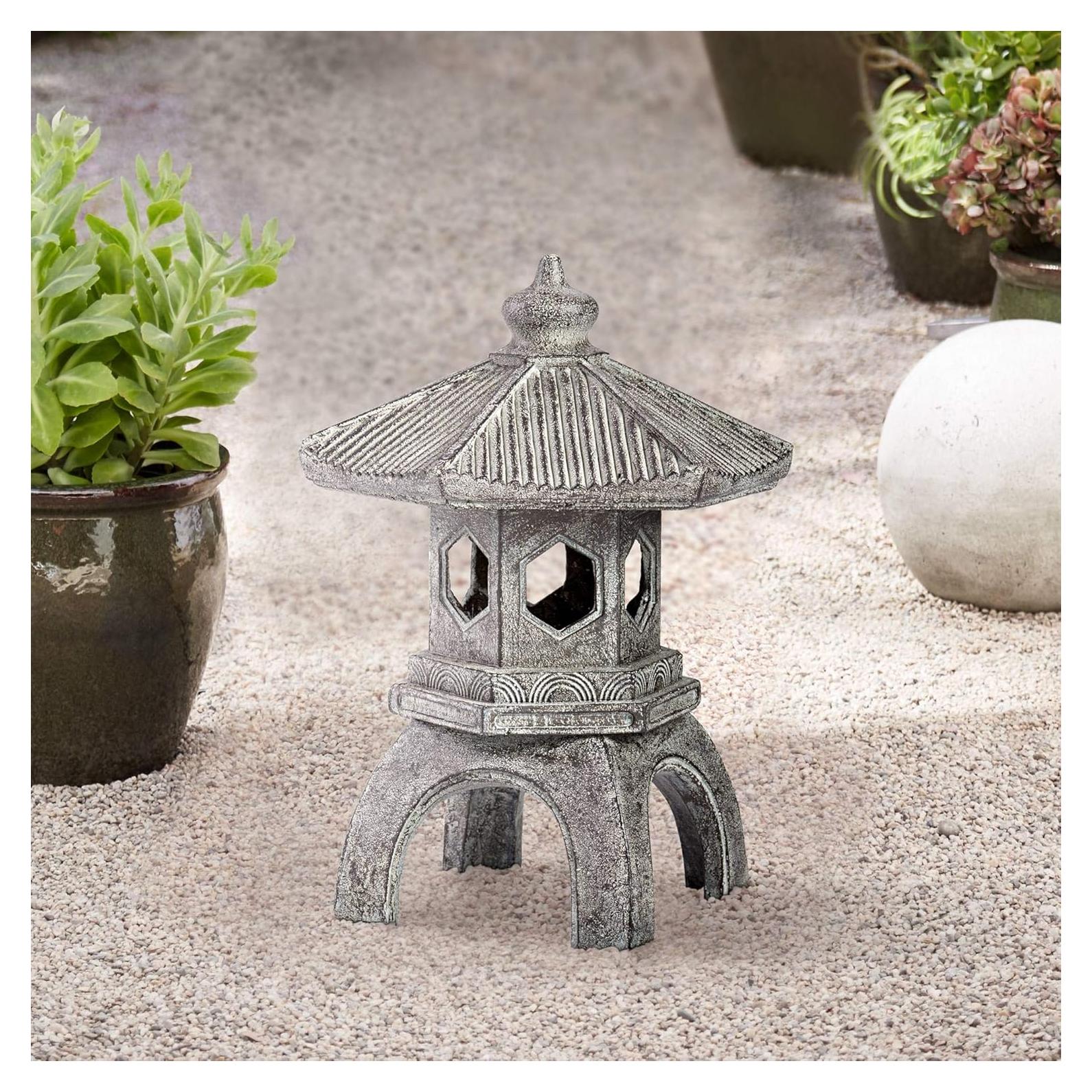 Estatua Pagoda John Timberland 42 cm Resina Gris Jardín