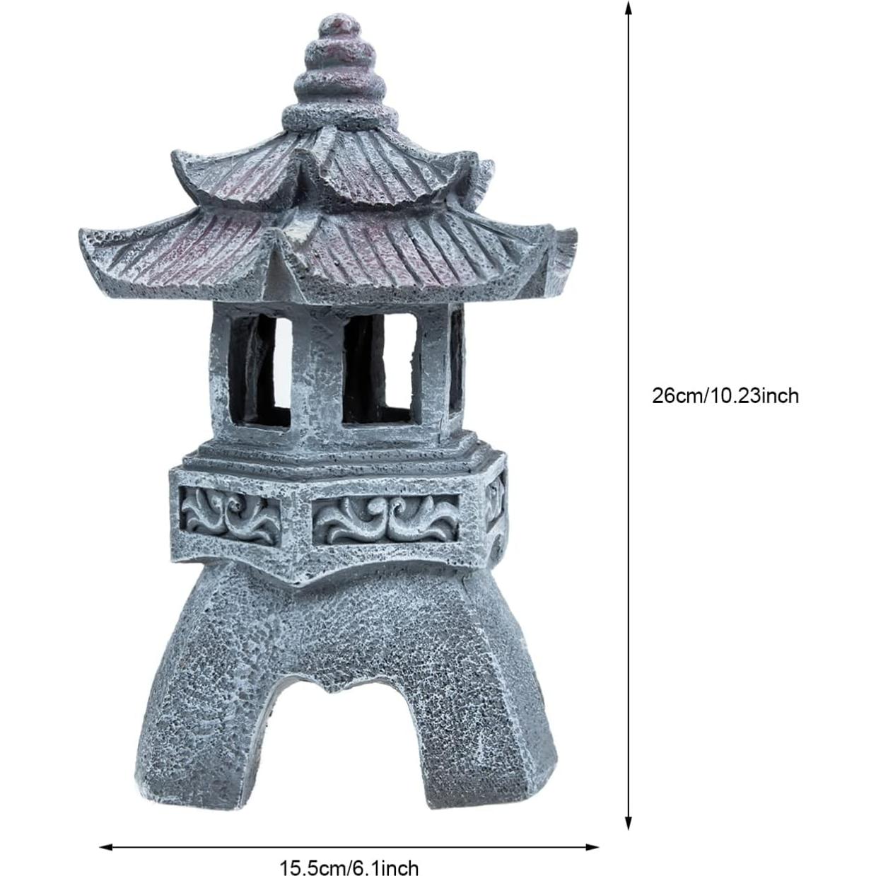 Estatua de Jardín Solar GANAZONO Pagoda de Resina Gris 26x15.5cm