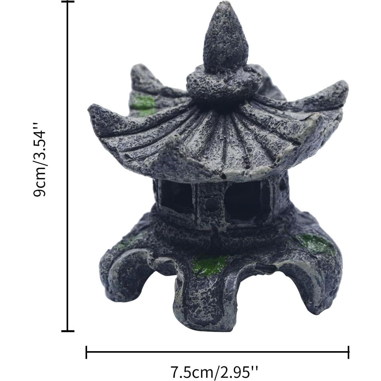 Estatua Pagoda Zen Saim para Acuario y Jardín 7.6cm Resina