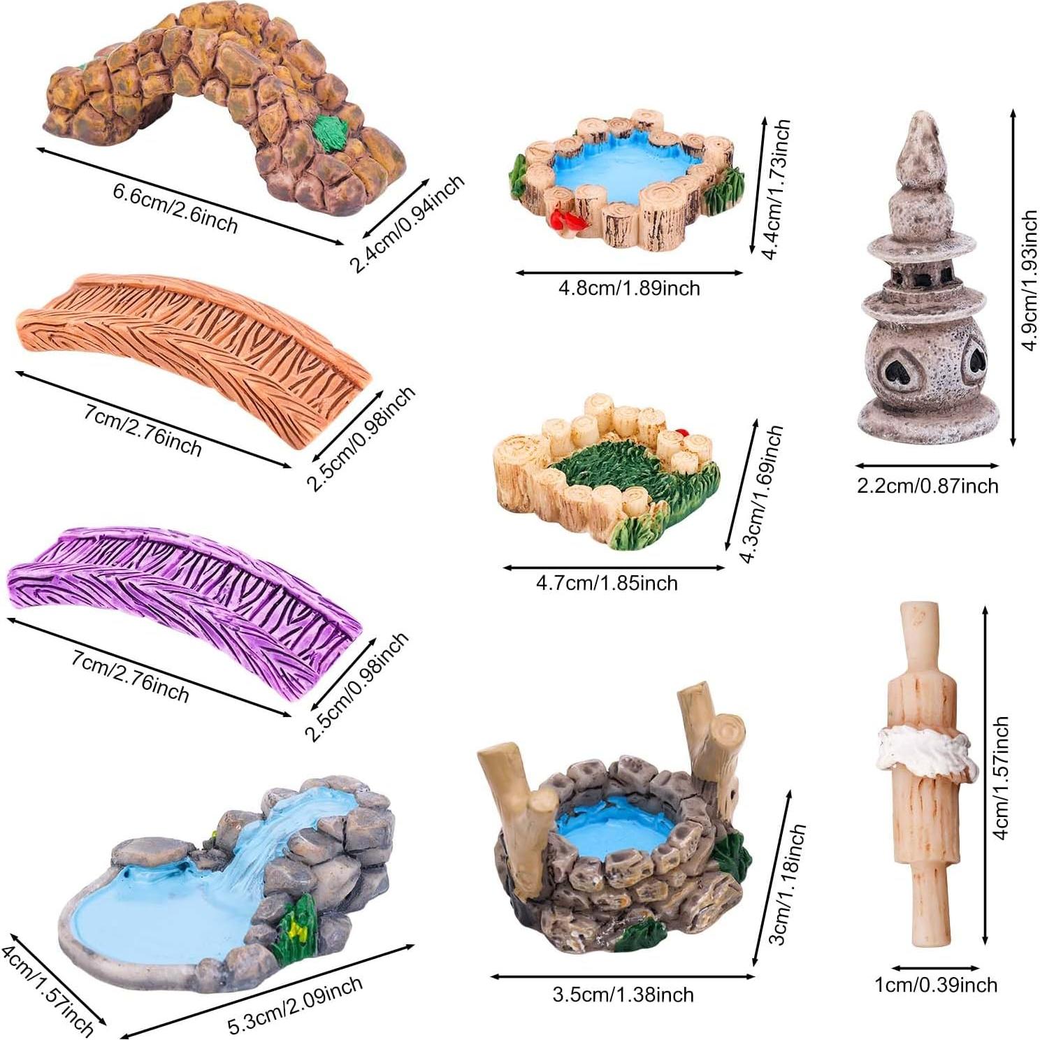 9 Adornos de Resina para Jardín Gosknor - Hadas y Puente