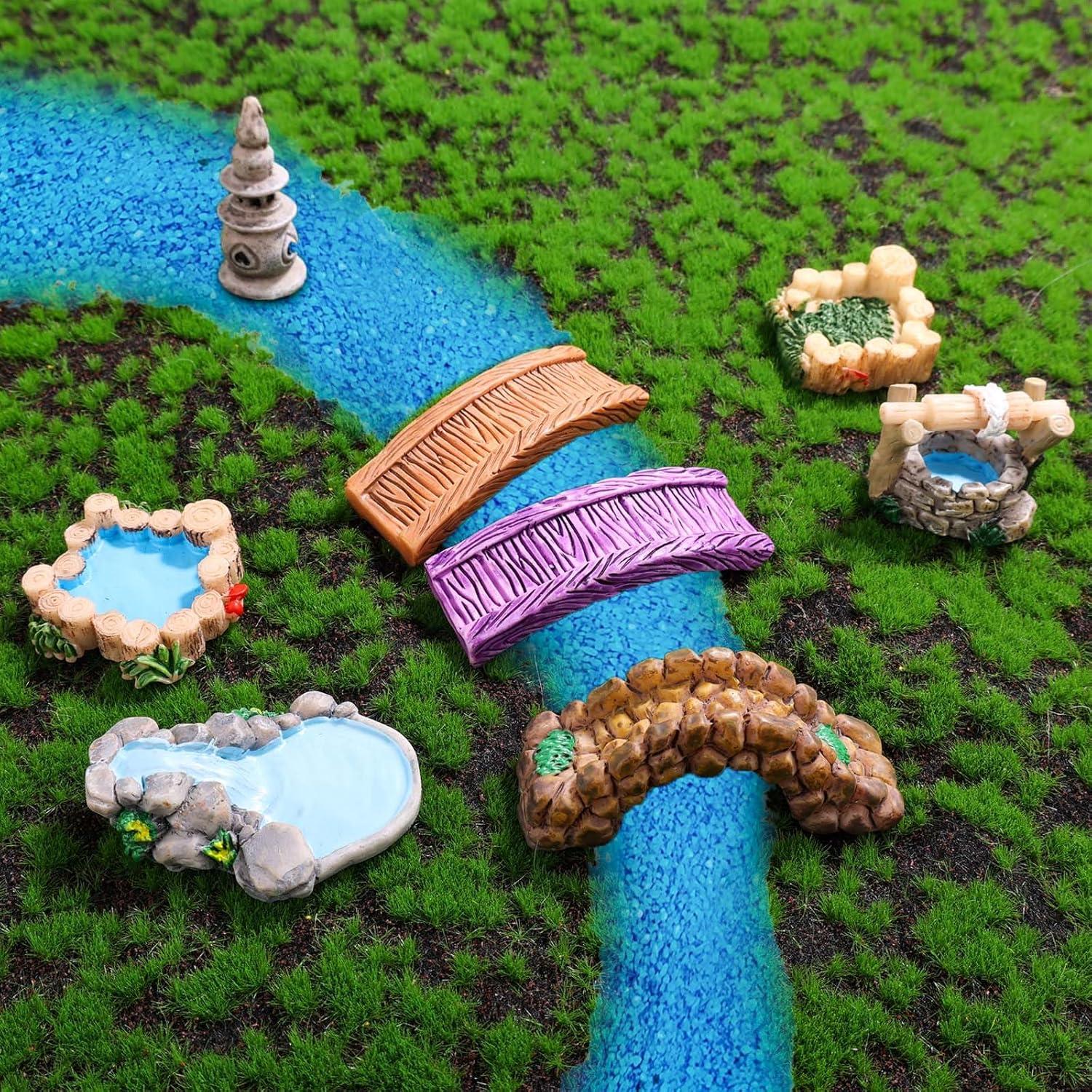 9 Adornos de Resina para Jardín Gosknor - Hadas y Puente