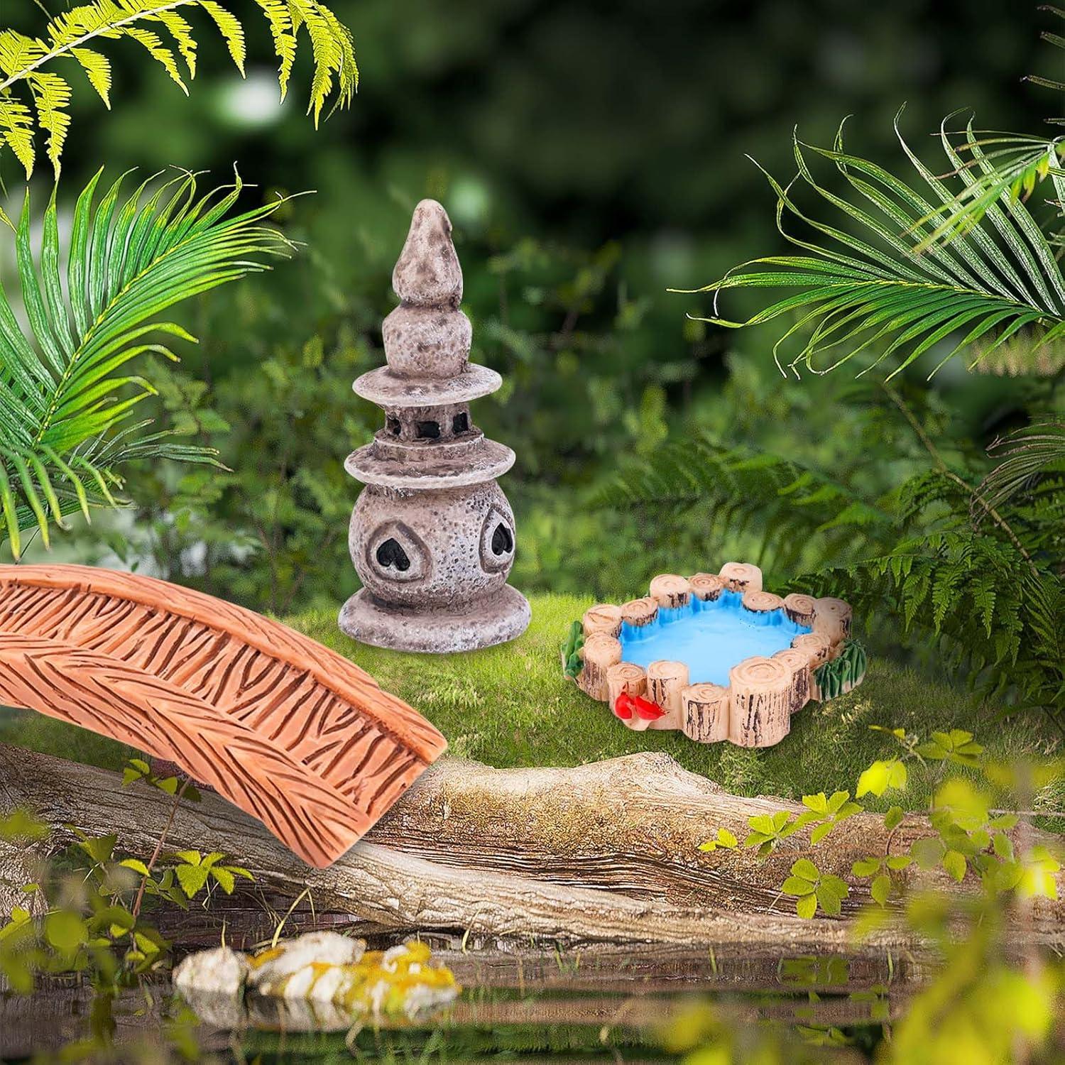 9 Adornos de Resina para Jardín Gosknor - Hadas y Puente