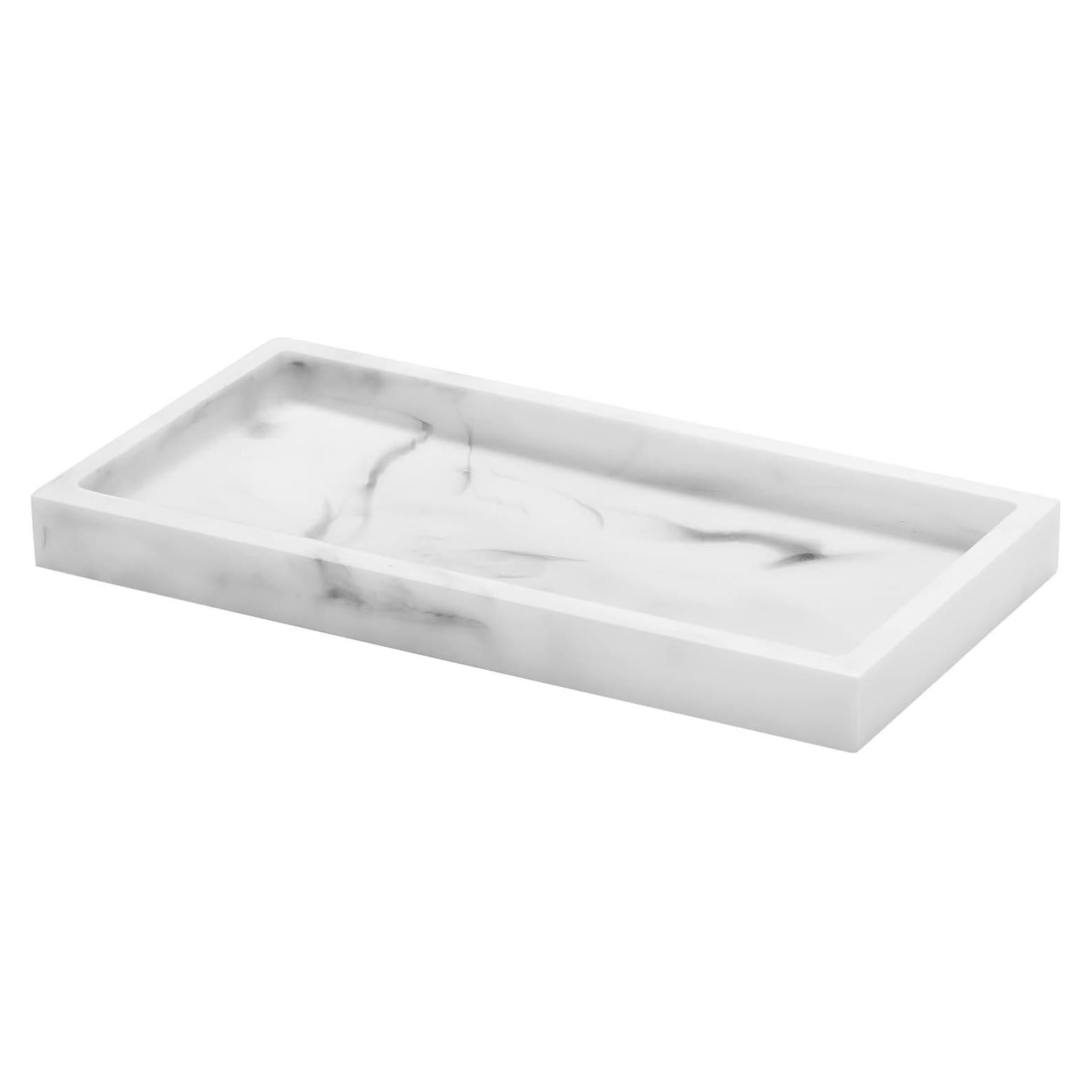 Bandeja de baño Luxspire Mini de Resina 20x10 cm Mármol Blanco