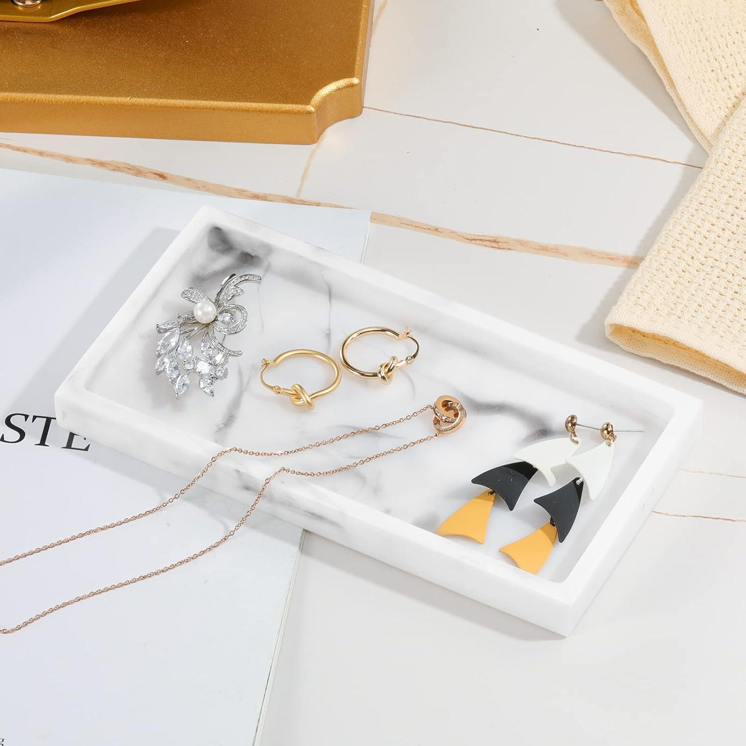 Bandeja de baño Luxspire Mini de Resina 20x10 cm Mármol Blanco