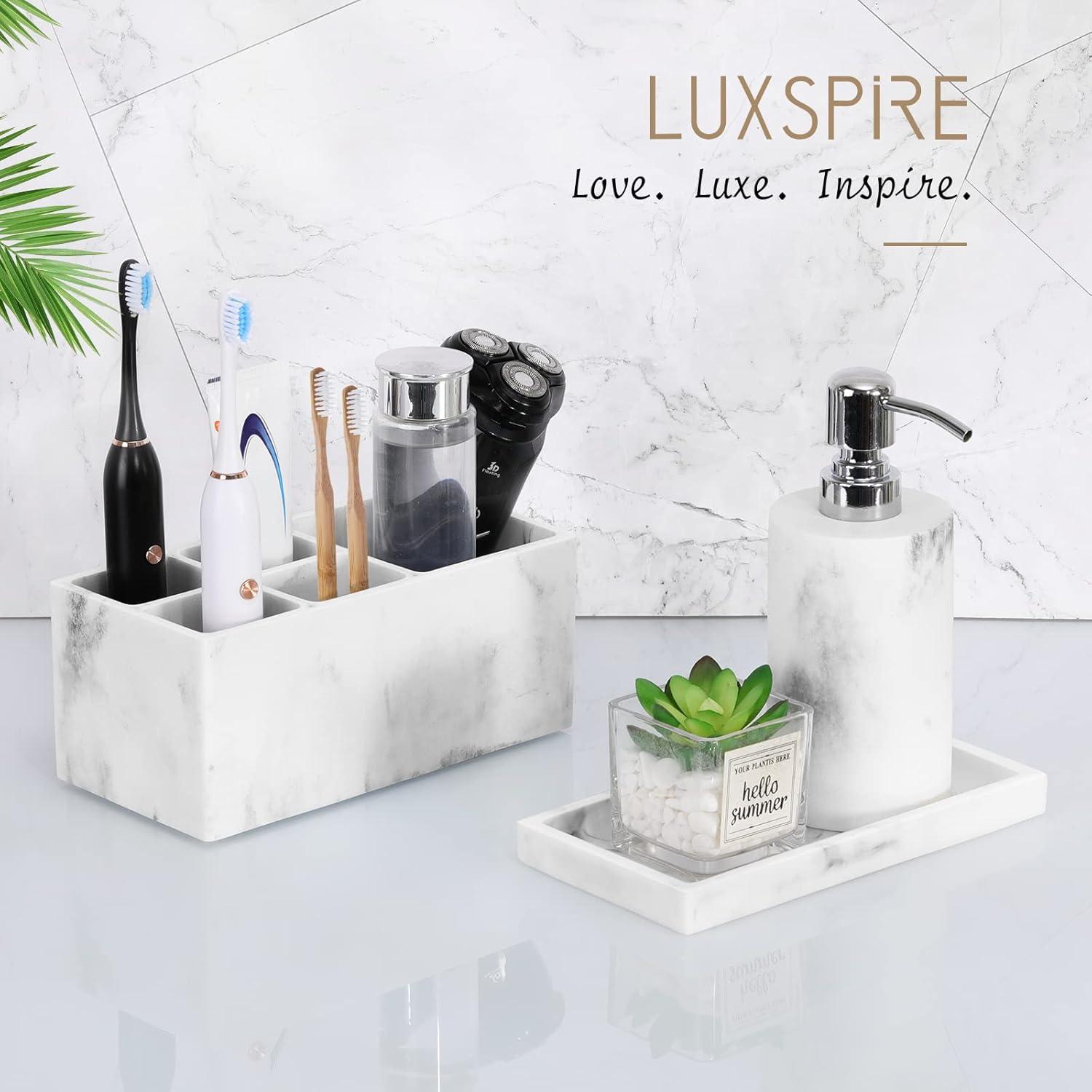Bandeja de baño Luxspire Mini de Resina 20x10 cm Mármol Blanco