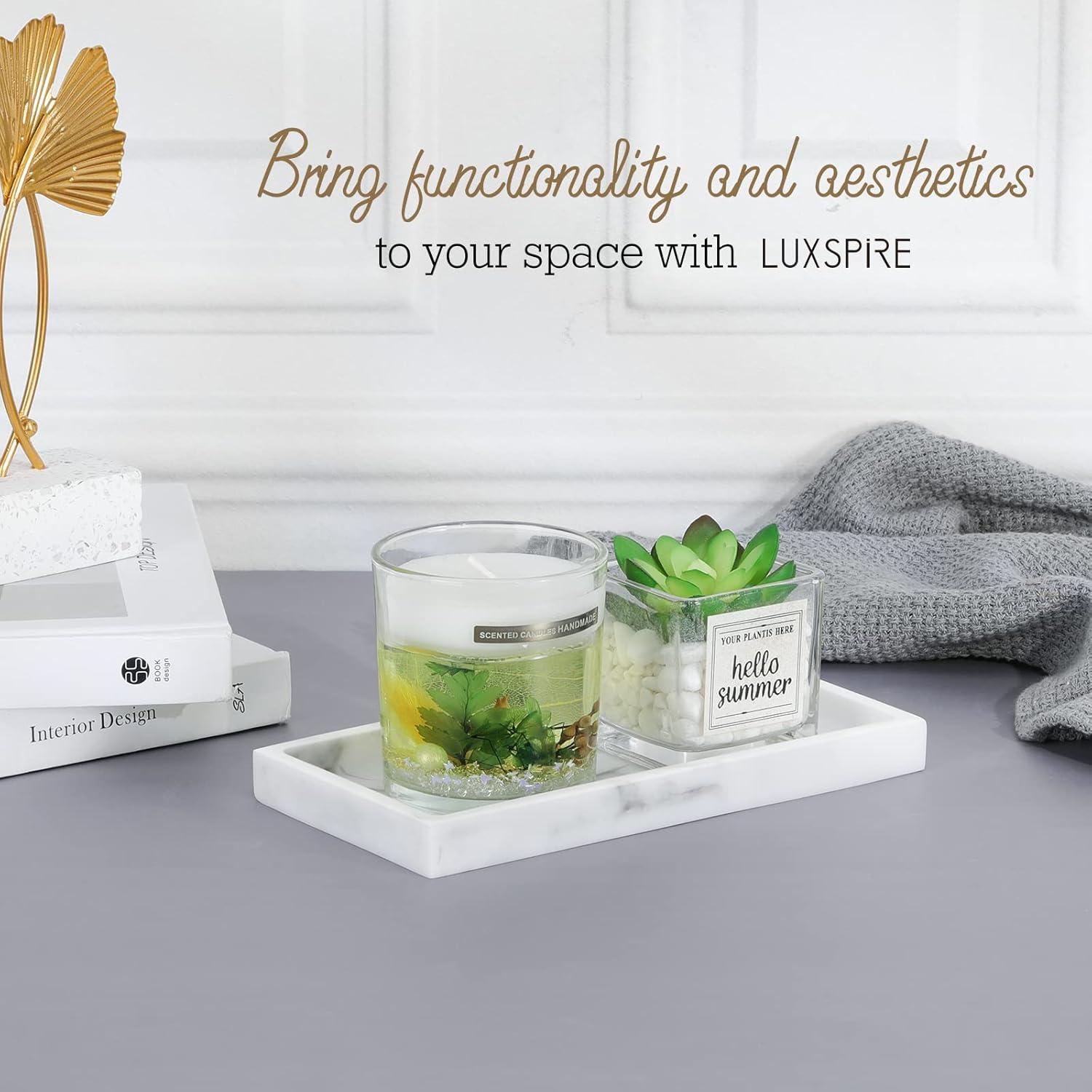 Bandeja de baño Luxspire Mini de Resina 20x10 cm Mármol Blanco