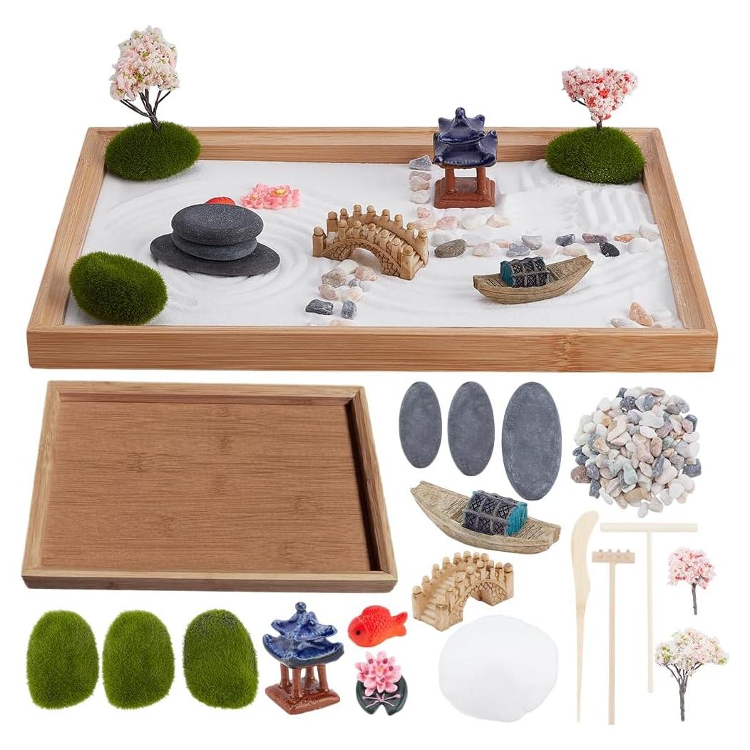 Mini Jardín Zen WEBEEDY 28x19 cm con Arena y Accesorios