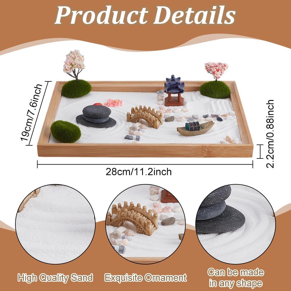 Mini Jardín Zen WEBEEDY 28x19 cm con Arena y Accesorios