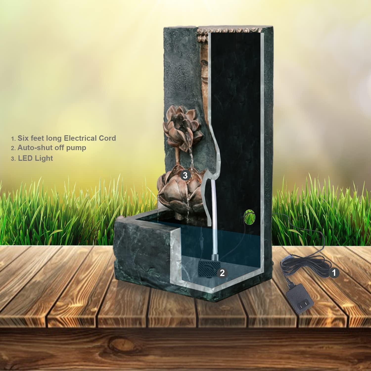 Fuente de Agua Zen Buda XBrand 76 cm con Luz LED y Bomba