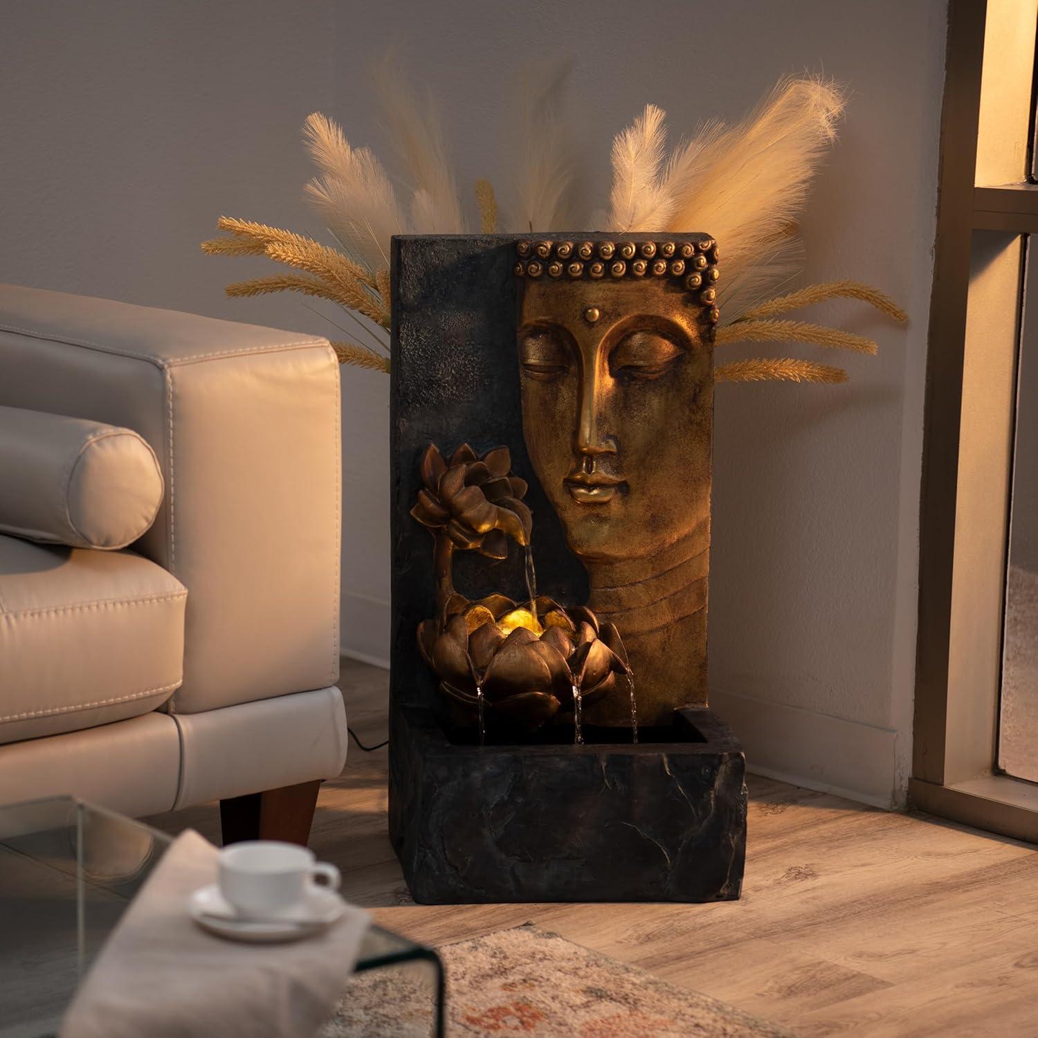 Fuente de Agua Zen Buda XBrand 76 cm con Luz LED y Bomba