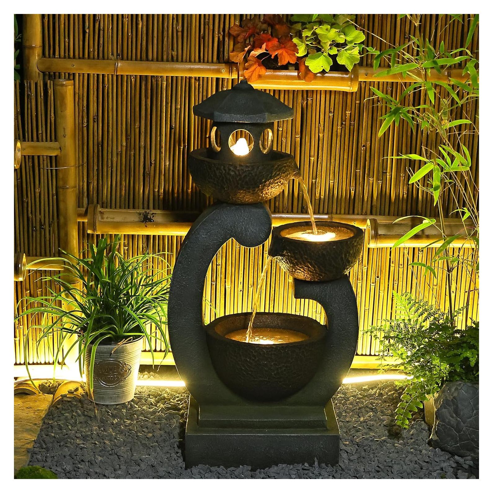 Fuente de Agua Zen Tankana 90.2 cm con Luces LED y Bomba
