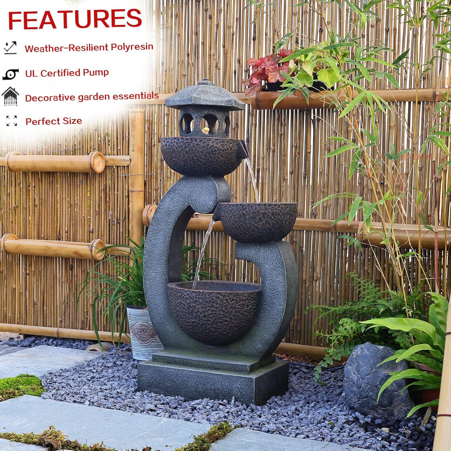 Fuente de Agua Zen Tankana 90.2 cm con Luces LED y Bomba