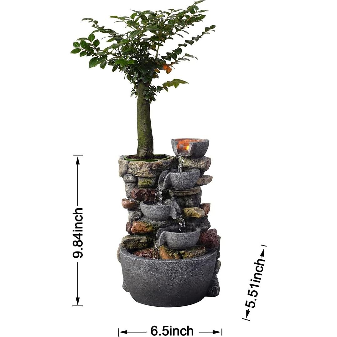 Fuente de Interior Haobos 4-Bolsas con Maceta y Sonido Relajante