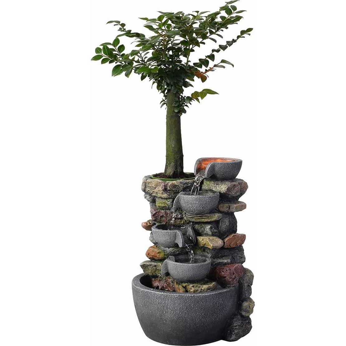 Fuente de Interior Haobos 4-Bolsas con Maceta y Sonido Relajante