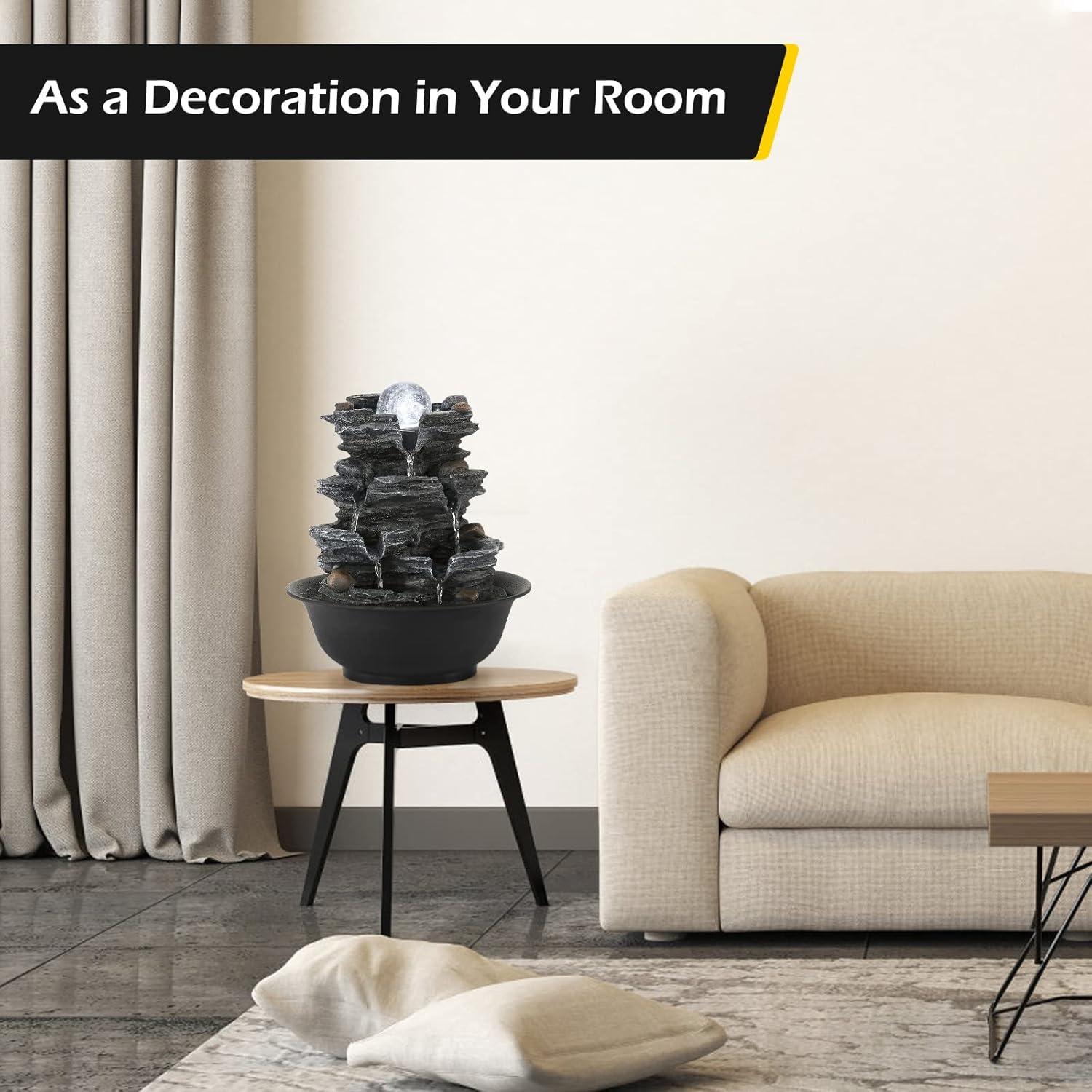 Fuente de Agua de Mesa Dyna-Living con Luces LED Blancas 20.5x20.5x26cm