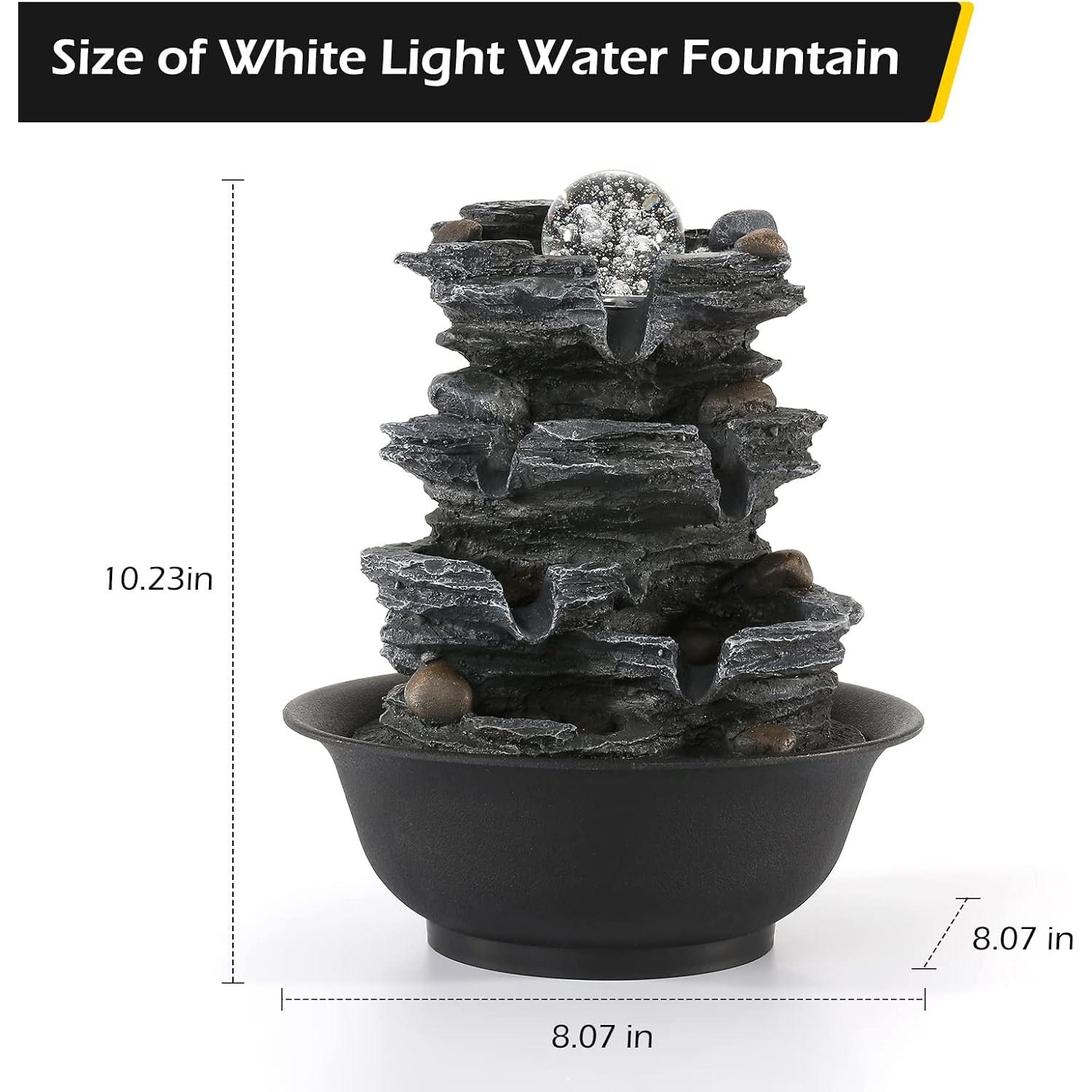 Fuente de Agua de Mesa Dyna-Living con Luces LED Blancas 20.5x20.5x26cm
