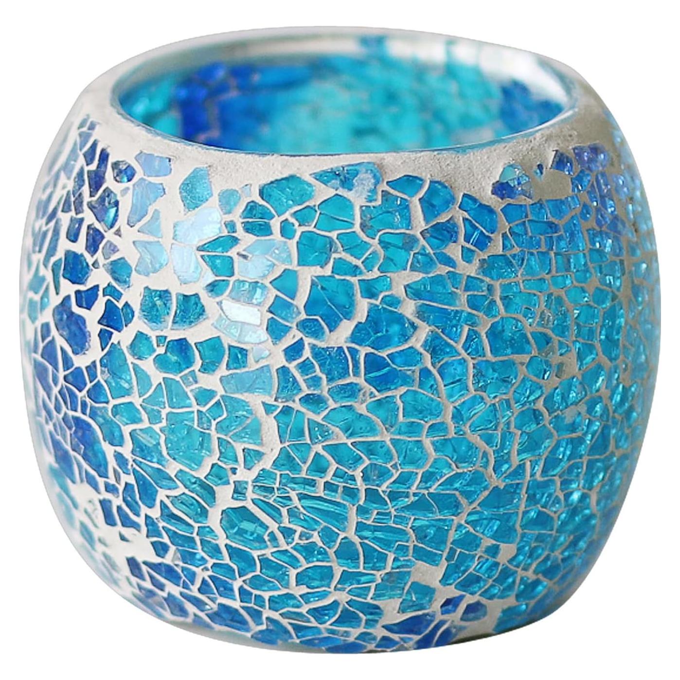 Soporte de Vela de Vidrio ZHAOHAI Azul 8.51 cm Hecho a Mano