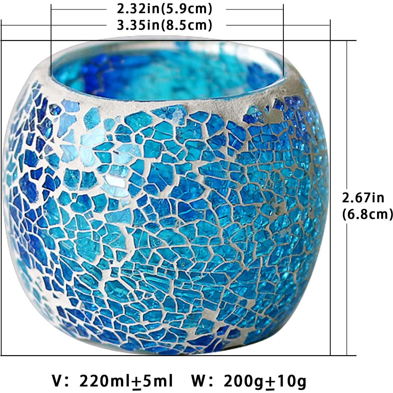 Soporte de Vela de Vidrio ZHAOHAI Azul 8.51 cm Hecho a Mano