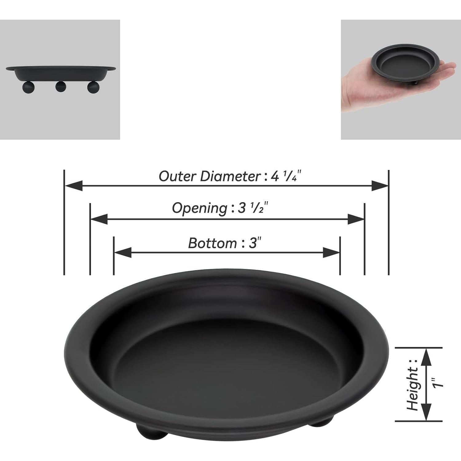 Juego de 2 Platos de Vela Thindolex Negro Mate 10.7cm