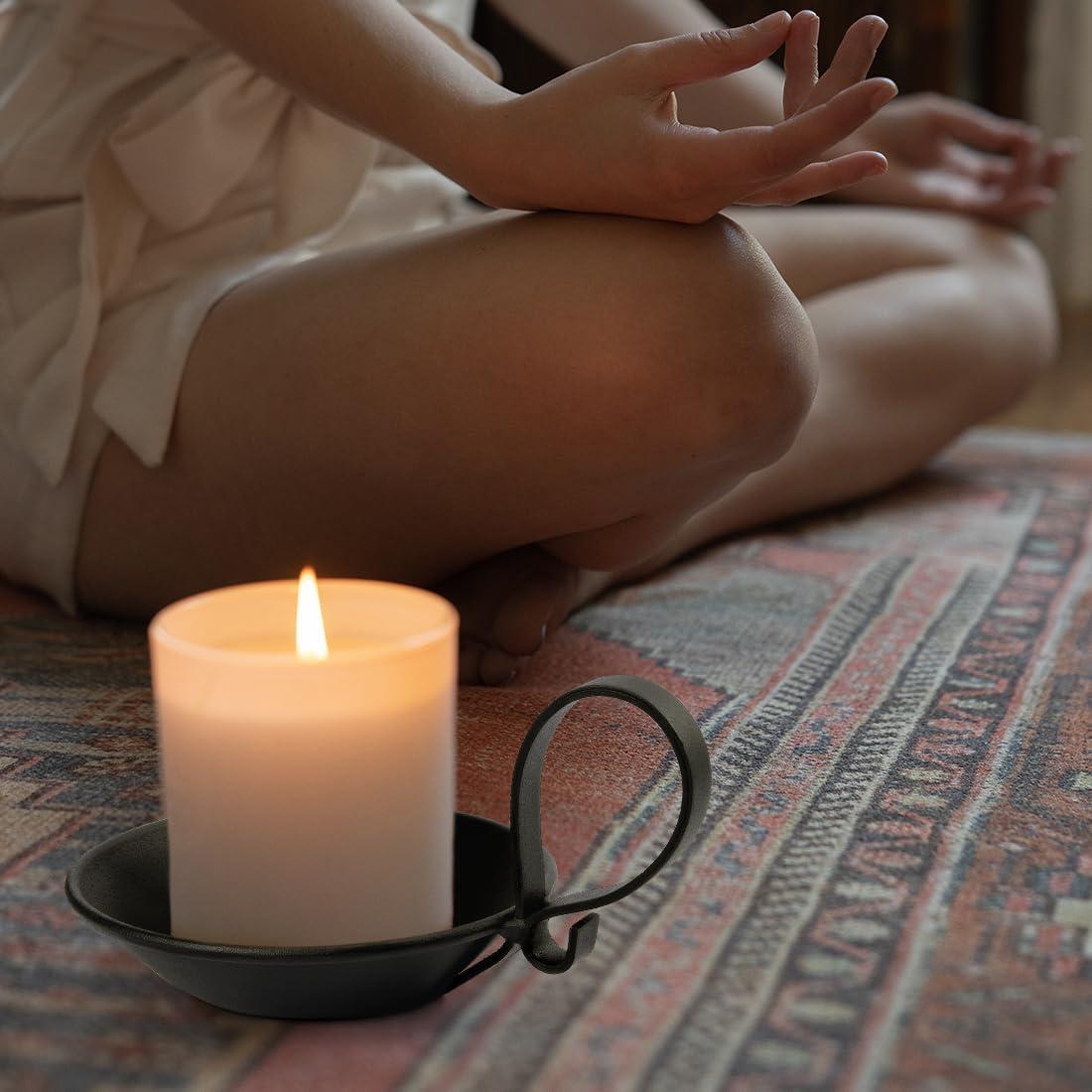 Soporte para Velas de Pilar AGLARY Hierro Negro Mate 11.43 cm