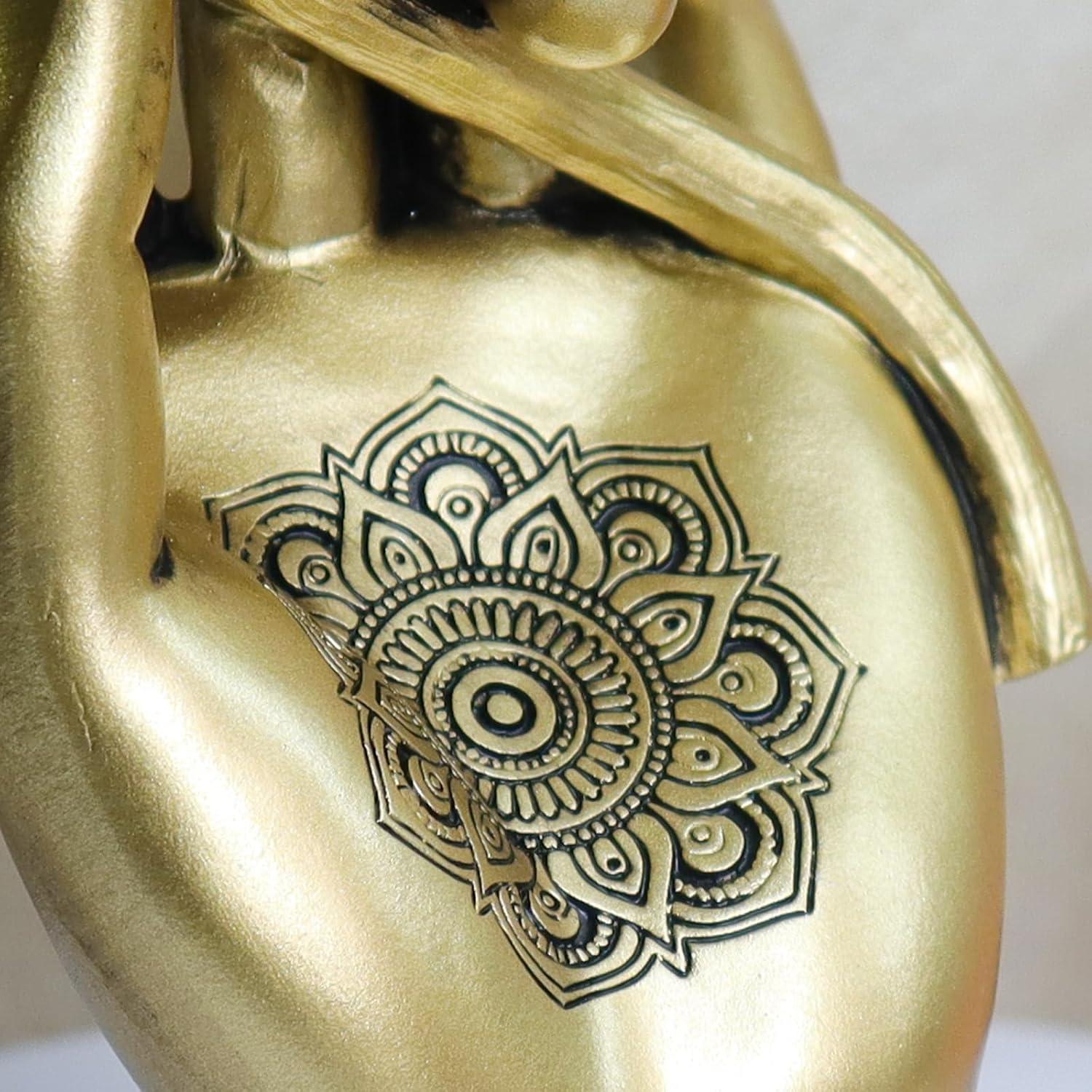 Soporte de Vela Tealight Pigort Loto en Mano Dorado 18.3cm