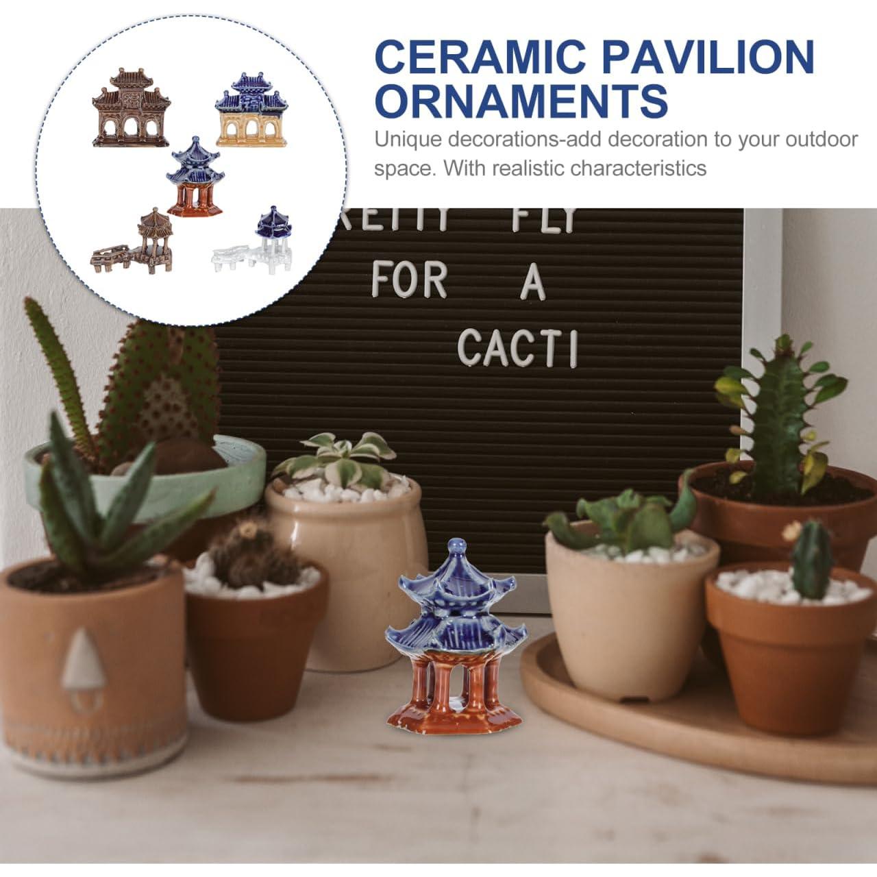 Estatuas Miniatura Pagoda DOITOOL 5 Piezas Cerámica Jardín