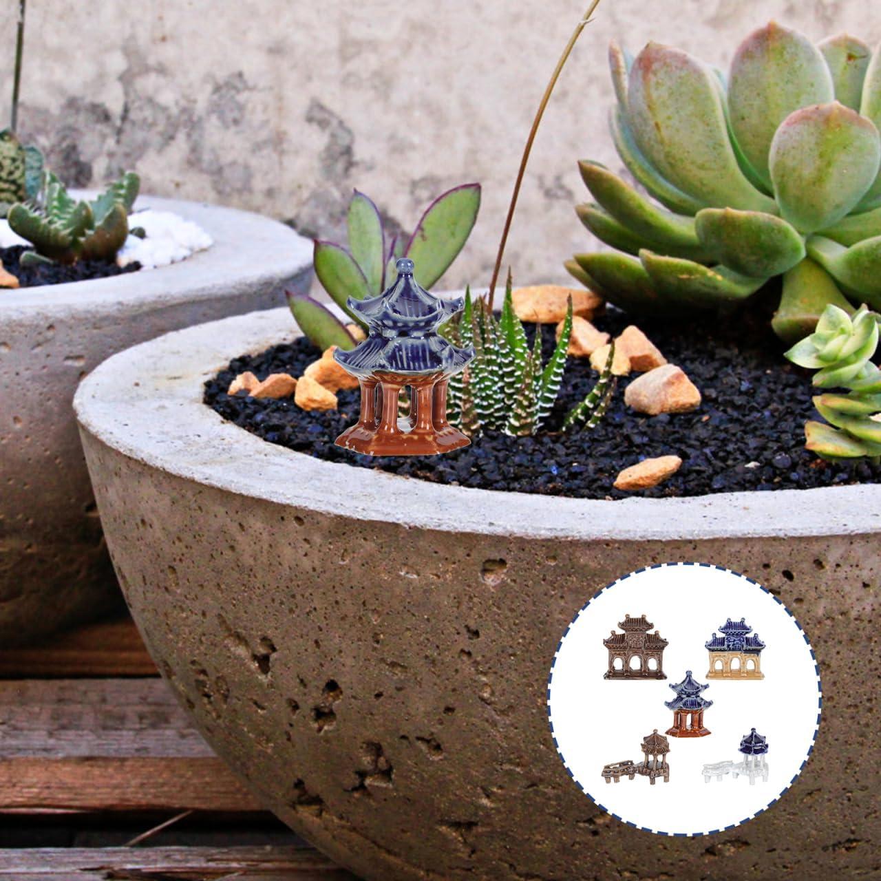 Estatuas Miniatura Pagoda DOITOOL 5 Piezas Cerámica Jardín