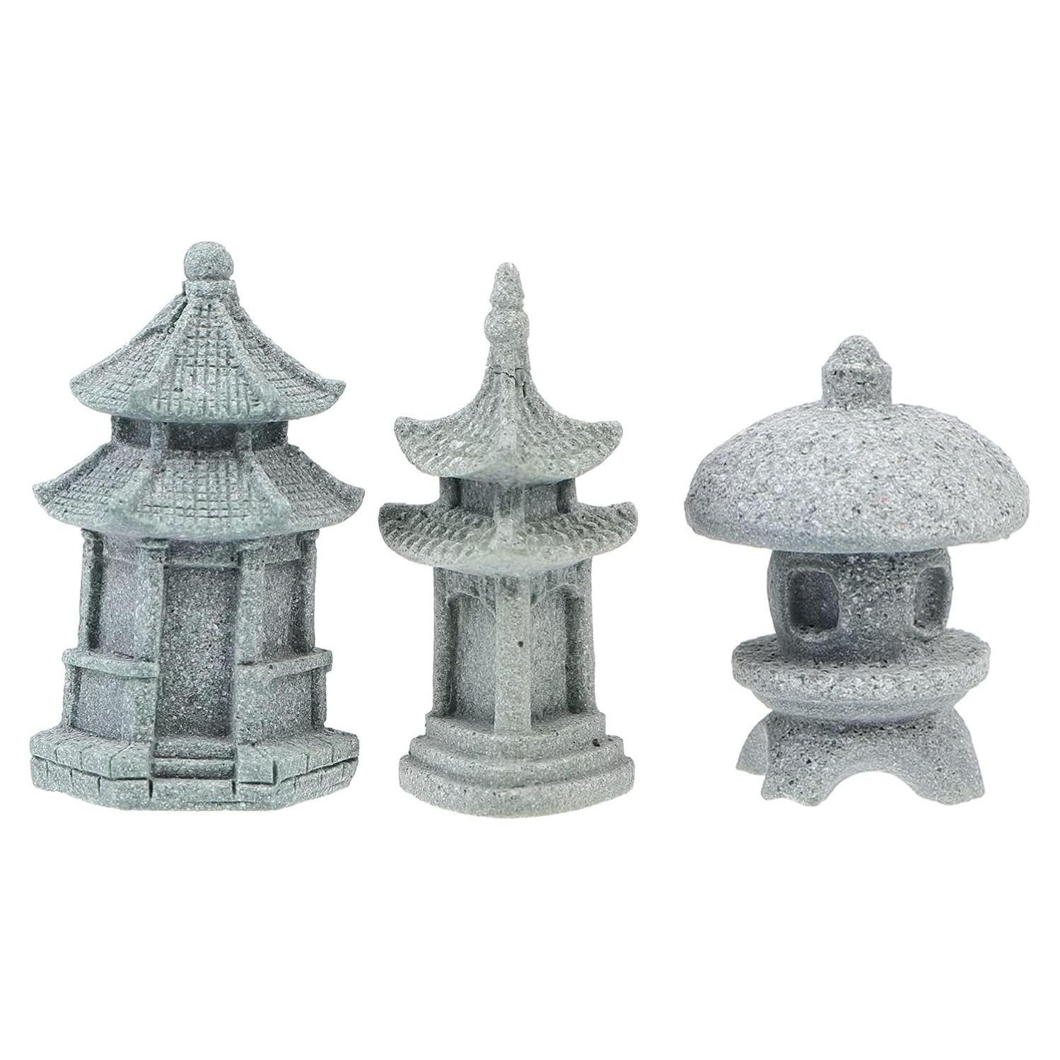Estatuas de Jardín Pagoda DOITOOL 3pcs - Decoración Zen Mini