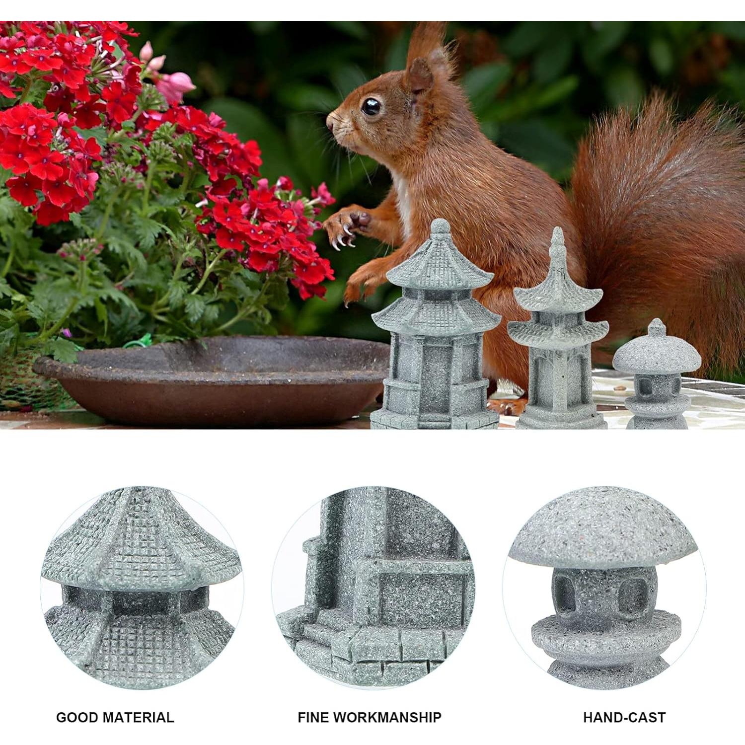 Estatuas de Jardín Pagoda DOITOOL 3pcs - Decoración Zen Mini