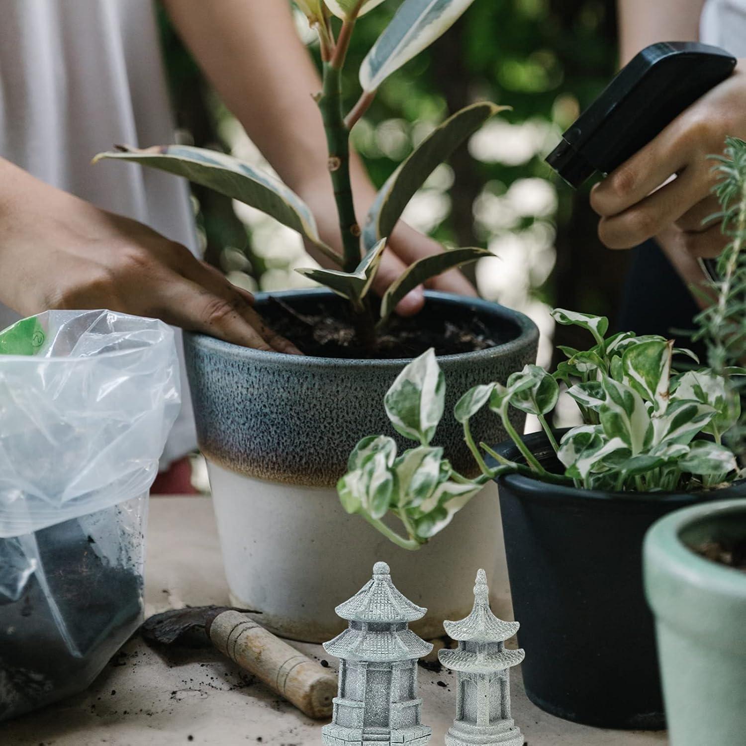 Estatuas de Jardín Pagoda DOITOOL 3pcs - Decoración Zen Mini