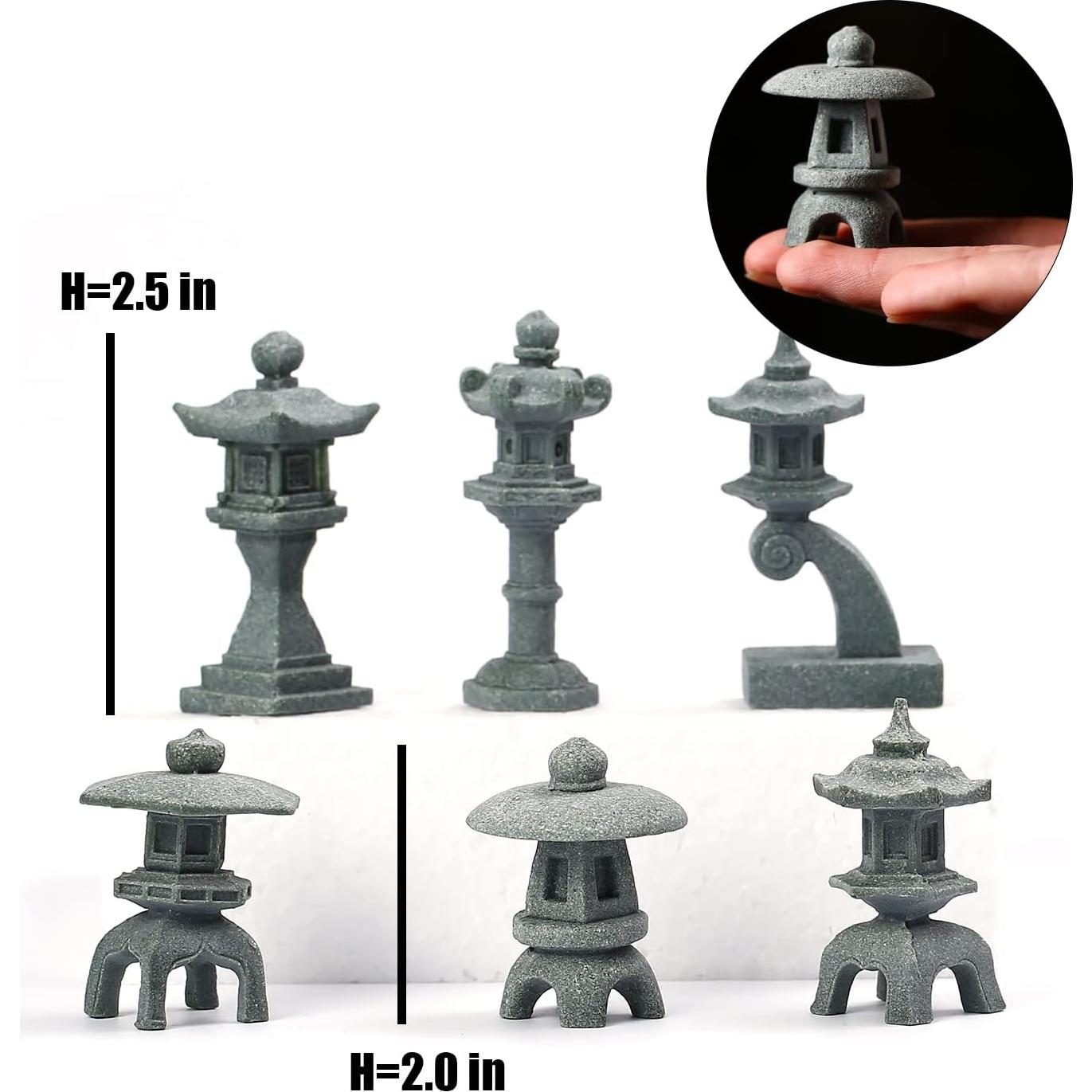 Figuritas Miniatura Pagoda Japonesa Sdeetesamjun - 6 Piezas Arenisca