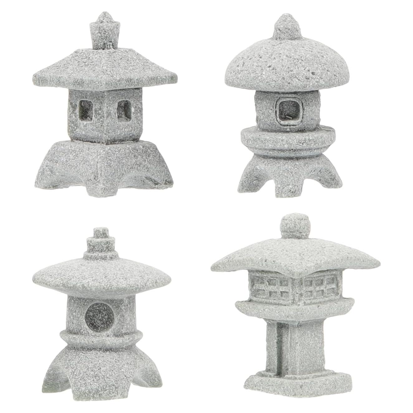 4 Estatuas Miniatura de Pagoda Outanaya para Jardín Zen