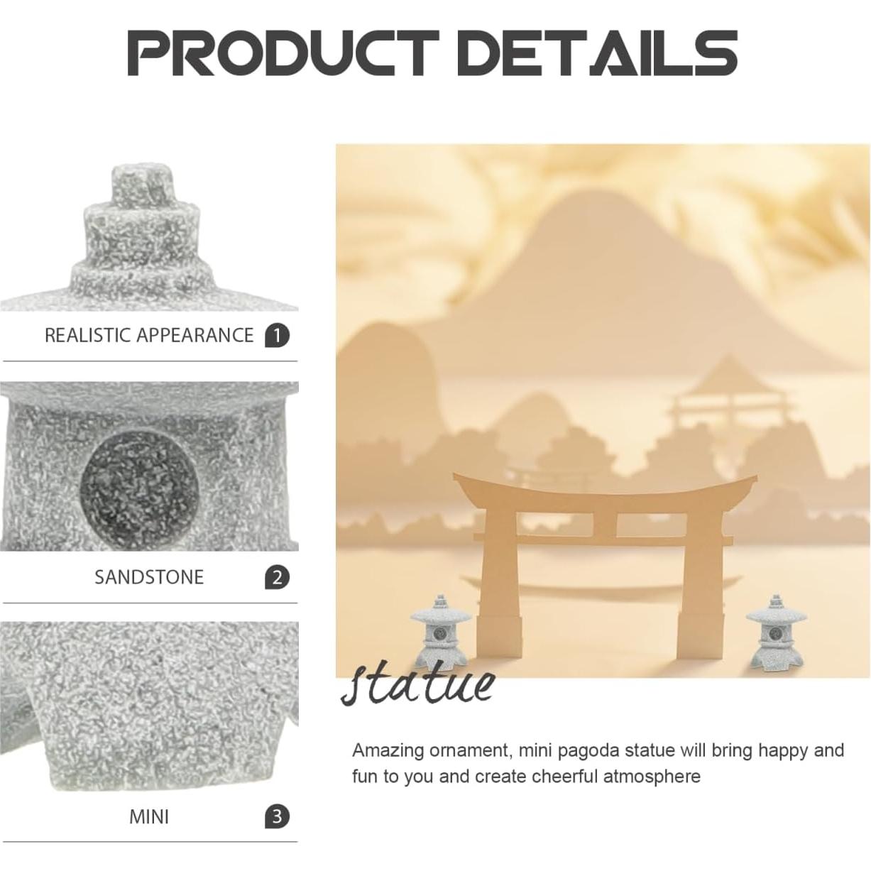 4 Estatuas Miniatura de Pagoda Outanaya para Jardín Zen