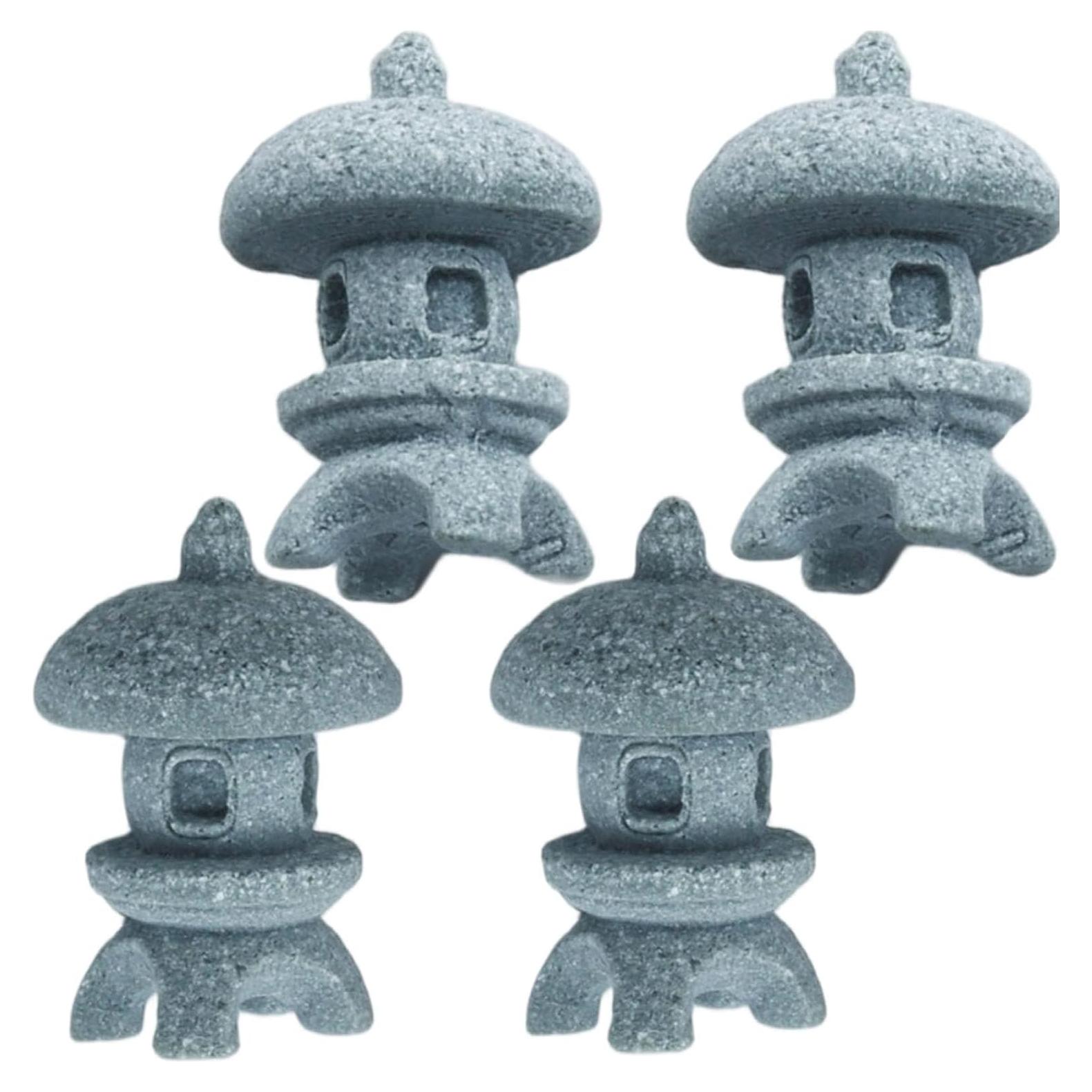 Conjunto de 4 Faroles Pagoda RUIAN Azul Resina para Jardín