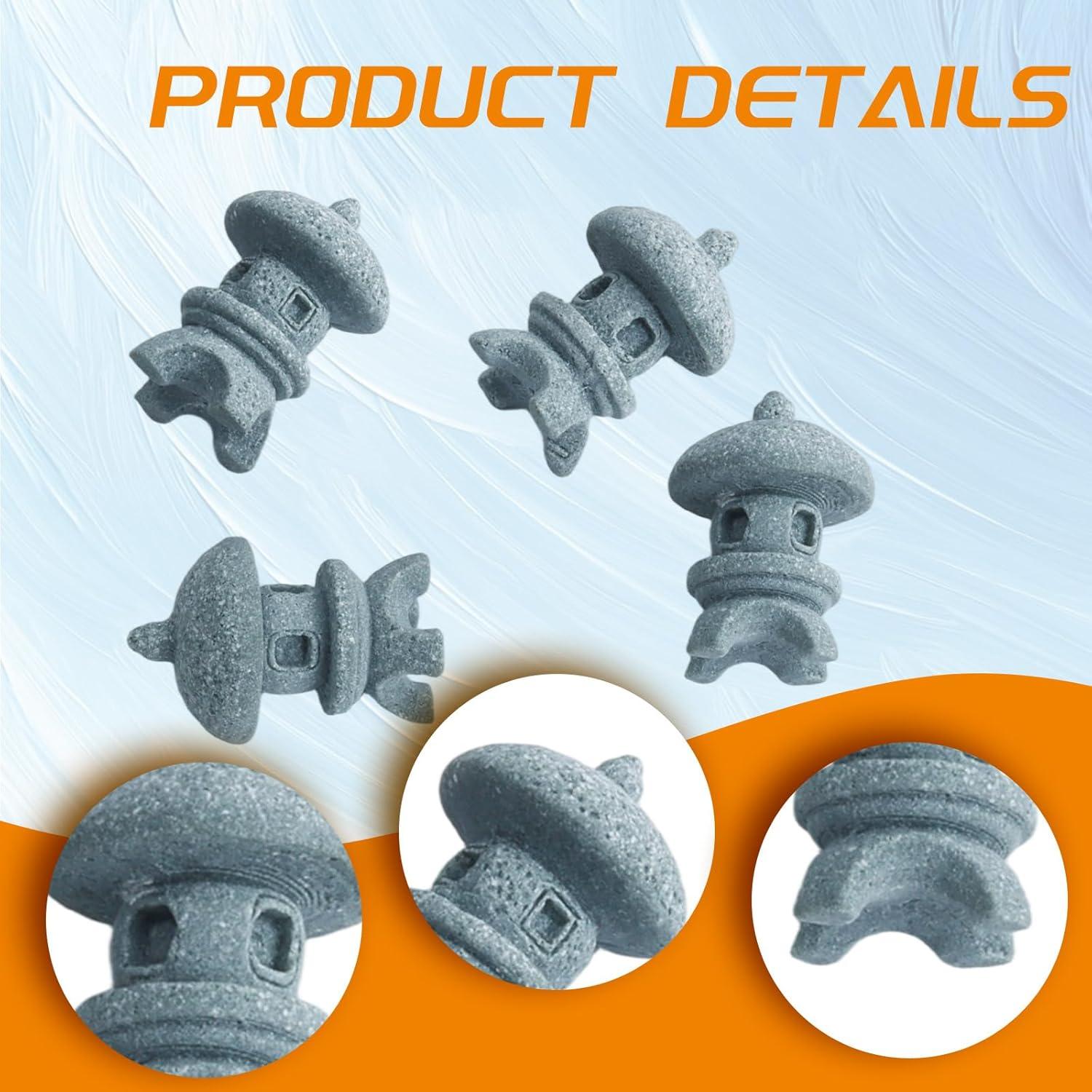 Conjunto de 4 Faroles Pagoda RUIAN Azul Resina para Jardín