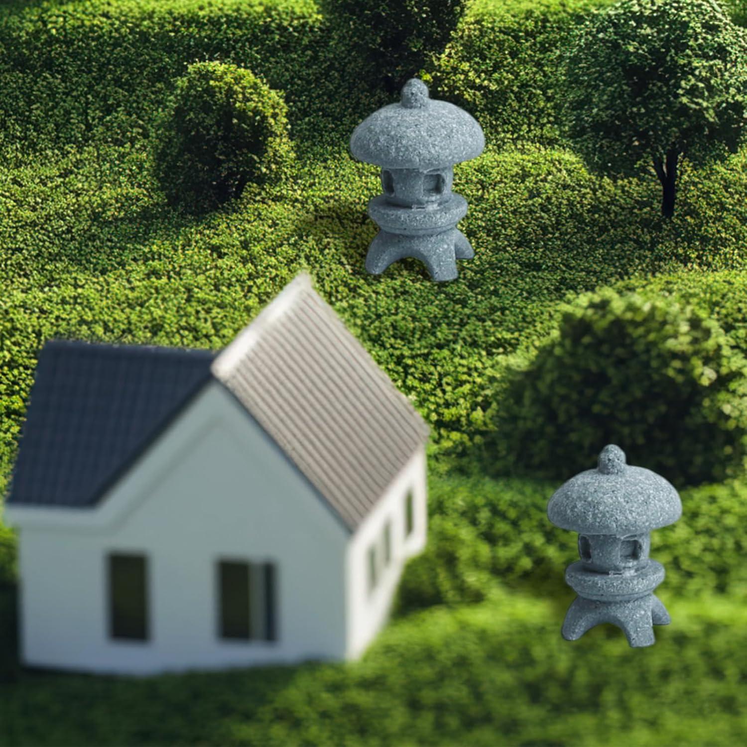 Conjunto de 4 Faroles Pagoda RUIAN Azul Resina para Jardín