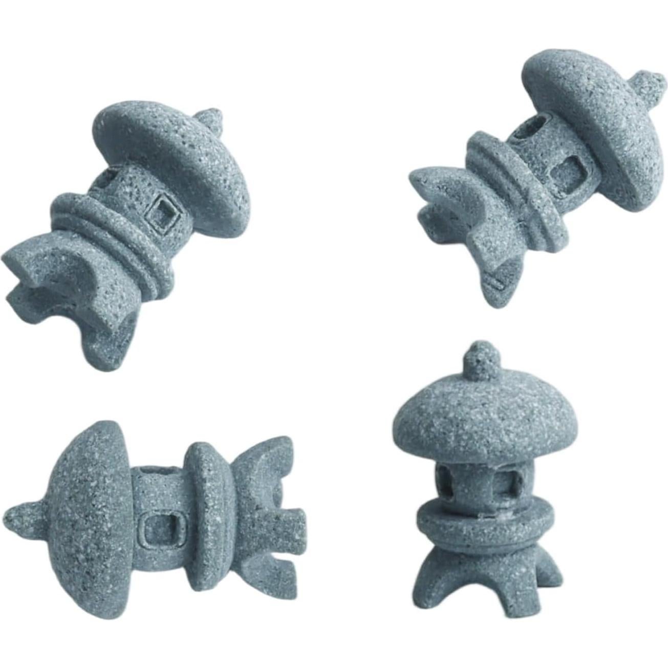 Conjunto de 4 Faroles Pagoda RUIAN Azul Resina para Jardín