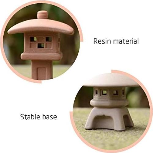 Linterna Pagoda Miniatura de Cerámica Roja para Jardín 6x6.2x7cm