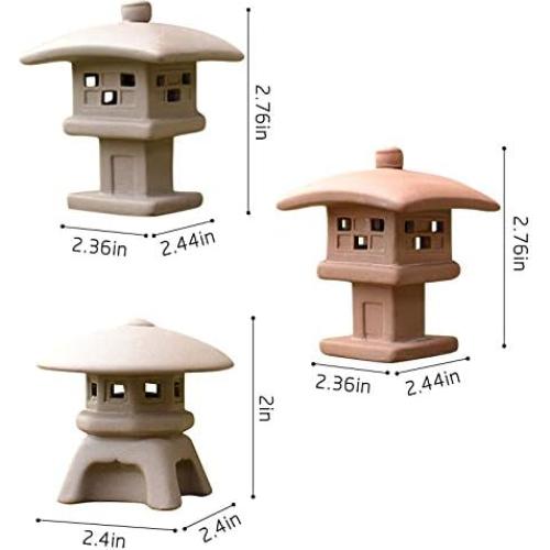 Linterna Pagoda Miniatura de Cerámica Roja para Jardín 6x6.2x7cm