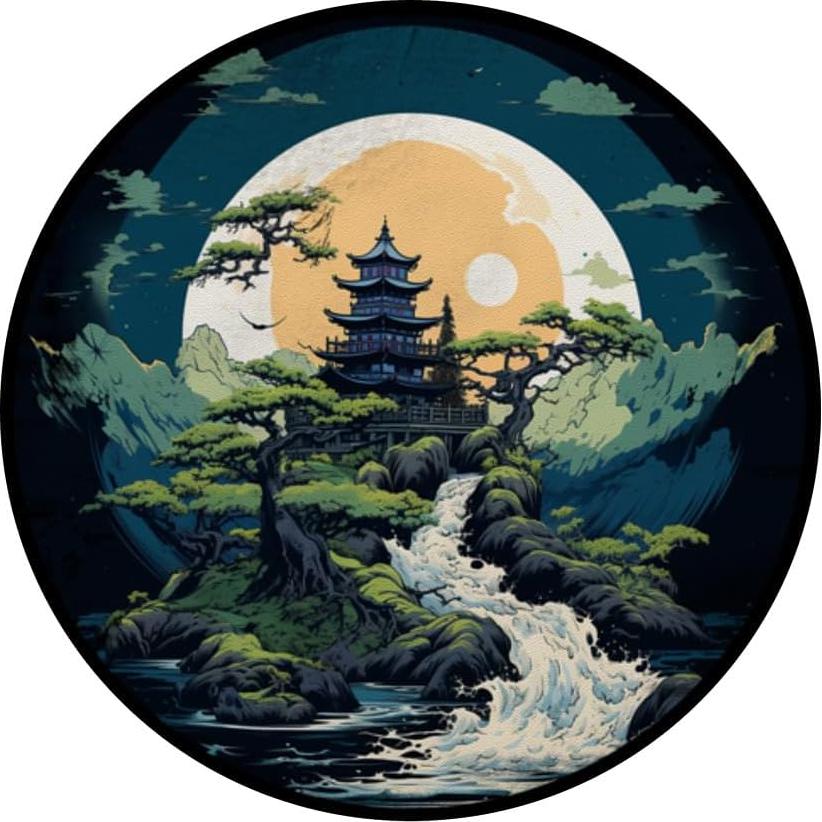 PopSockets Jardín Zen Japonés Vintage Pagoda Luna 10.9x8.6cm
