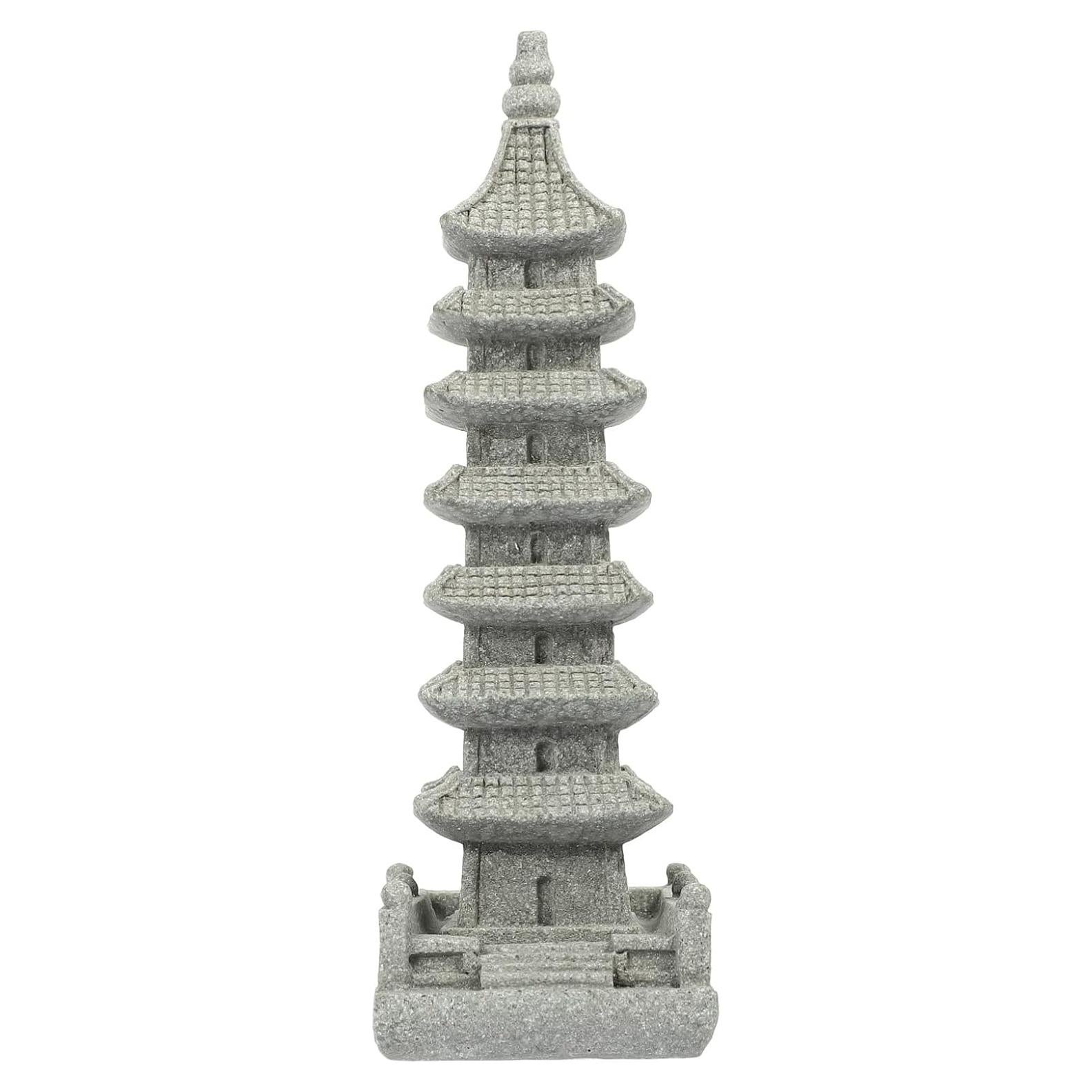 Estatua Mini Pagoda Yardwe Jardín Zen 10.5x3.5cm Gris