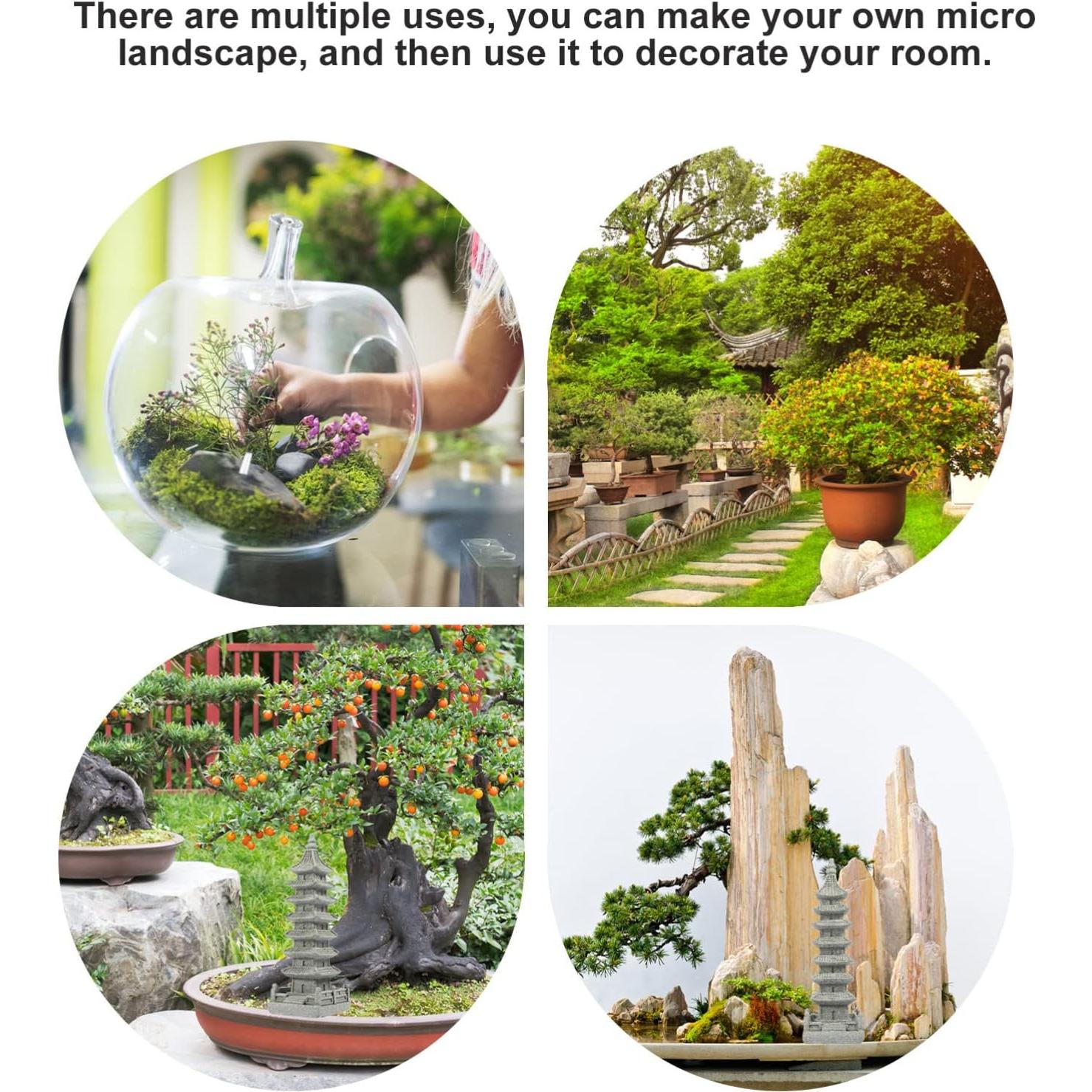 Estatua Mini Pagoda Yardwe Jardín Zen 10.5x3.5cm Gris