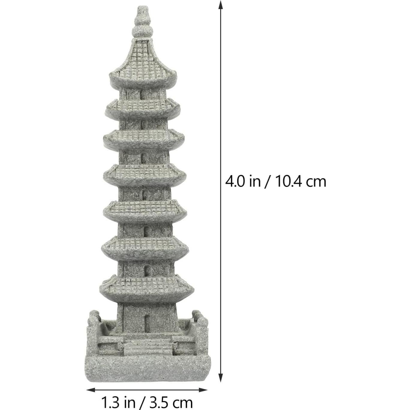 Estatua Mini Pagoda Yardwe Jardín Zen 10.5x3.5cm Gris