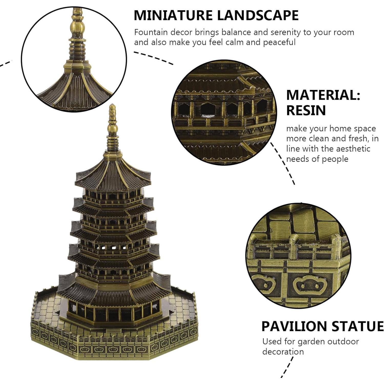 Estatua Feng Shui VILLCASE Torre Pagoda Bronce 10.8 cm