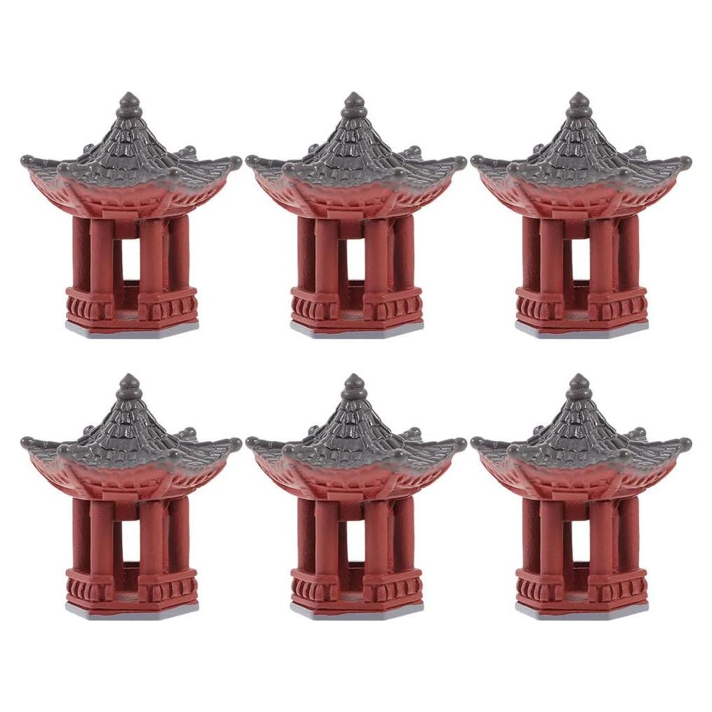 Set de 6 Estatuas Mini Pagoda FOMIYES Resina 3.8cm Jardín