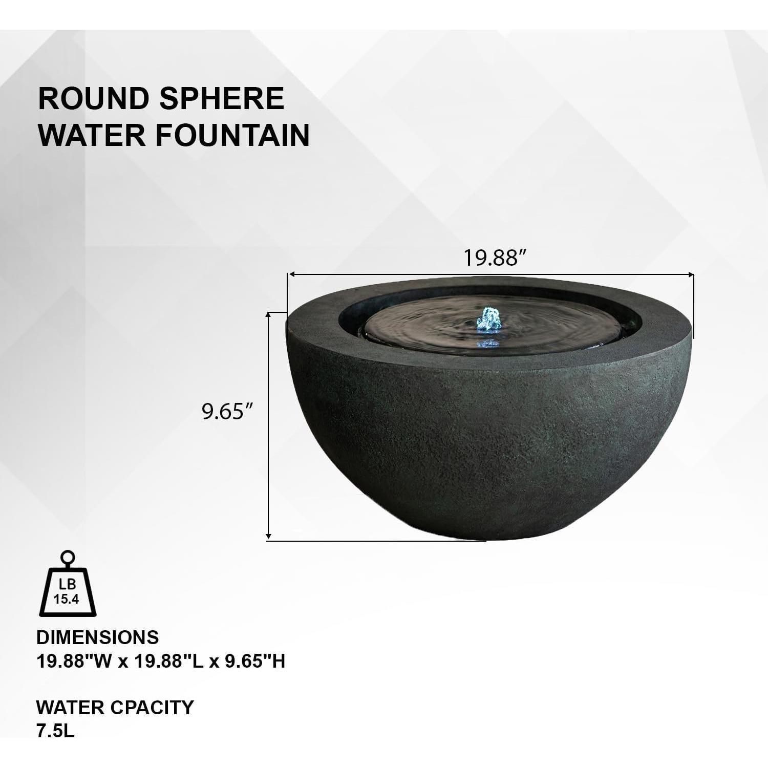 Fuente de Agua Esférica XBrand 50.3 cm con Luz LED Verde
