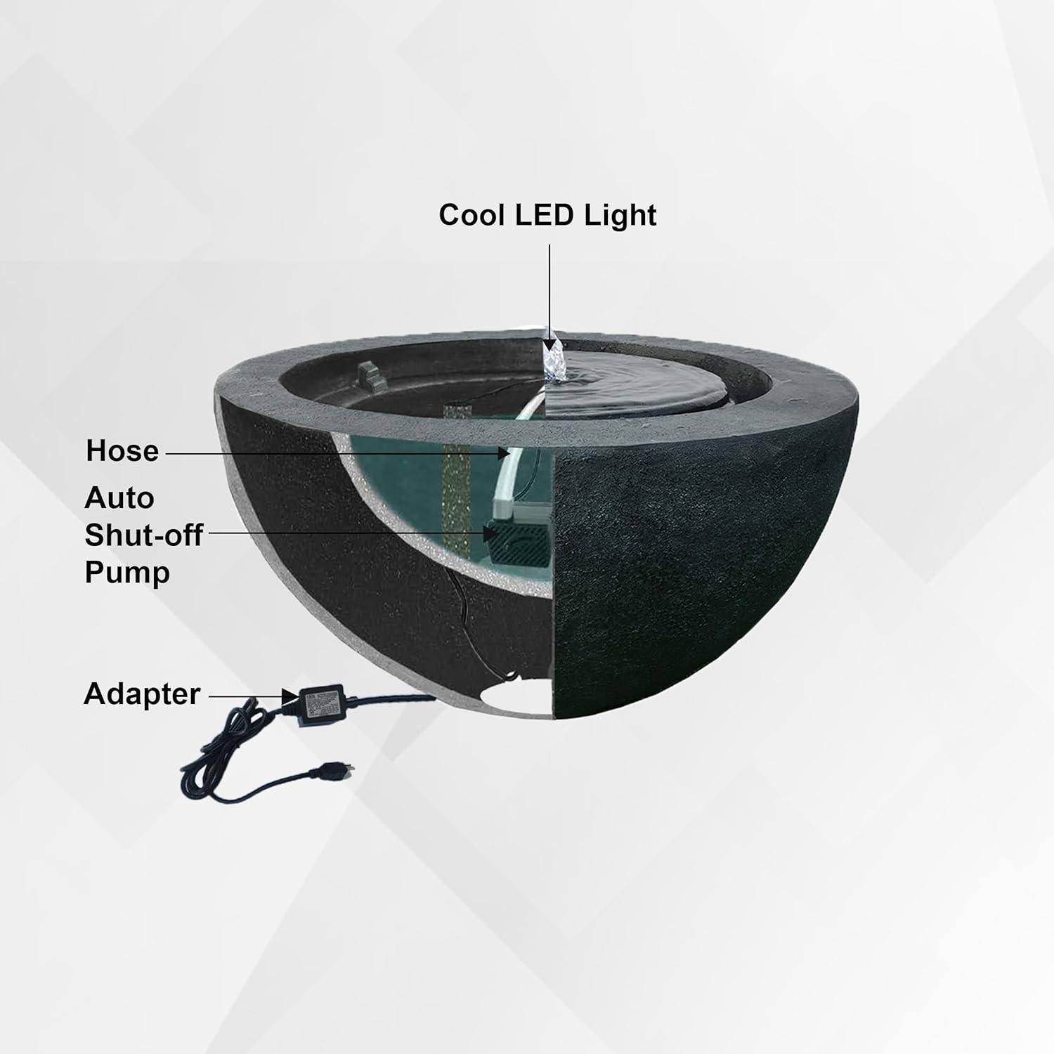 Fuente de Agua Esférica XBrand 50.3 cm con Luz LED Verde