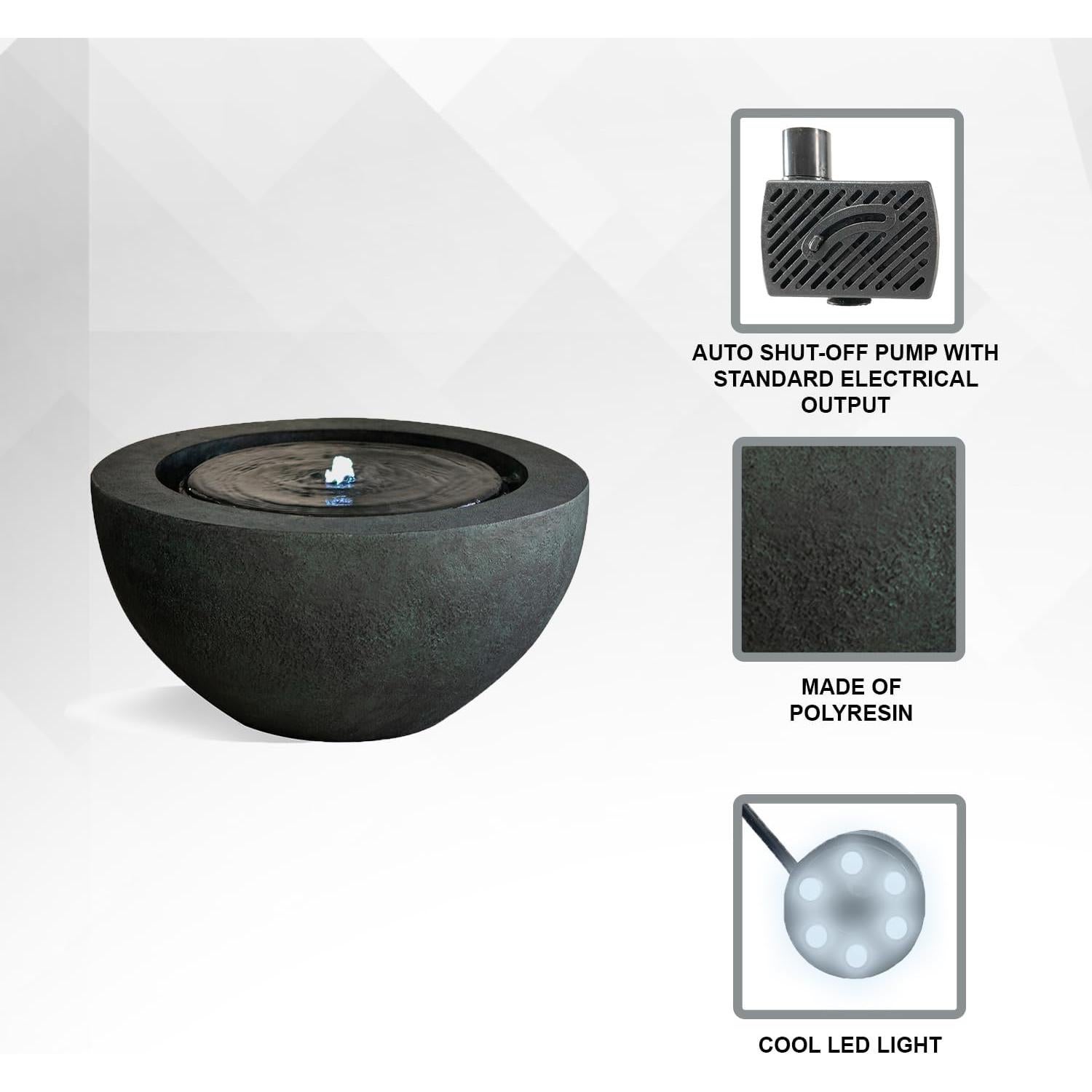 Fuente de Agua Esférica XBrand 50.3 cm con Luz LED Verde