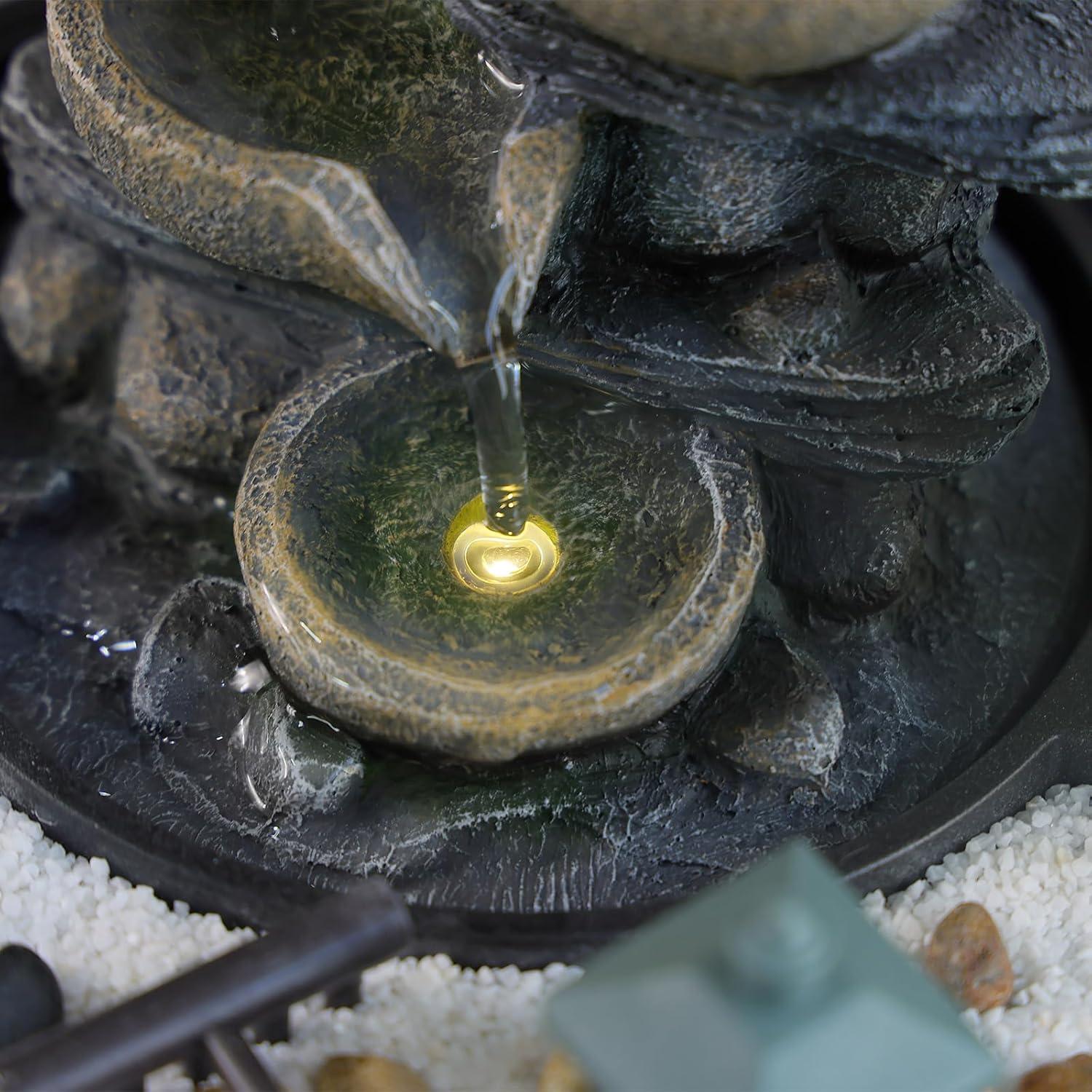 Fuente de Agua de Mesa Bumilgar con LED y Pagoda 21.5 cm