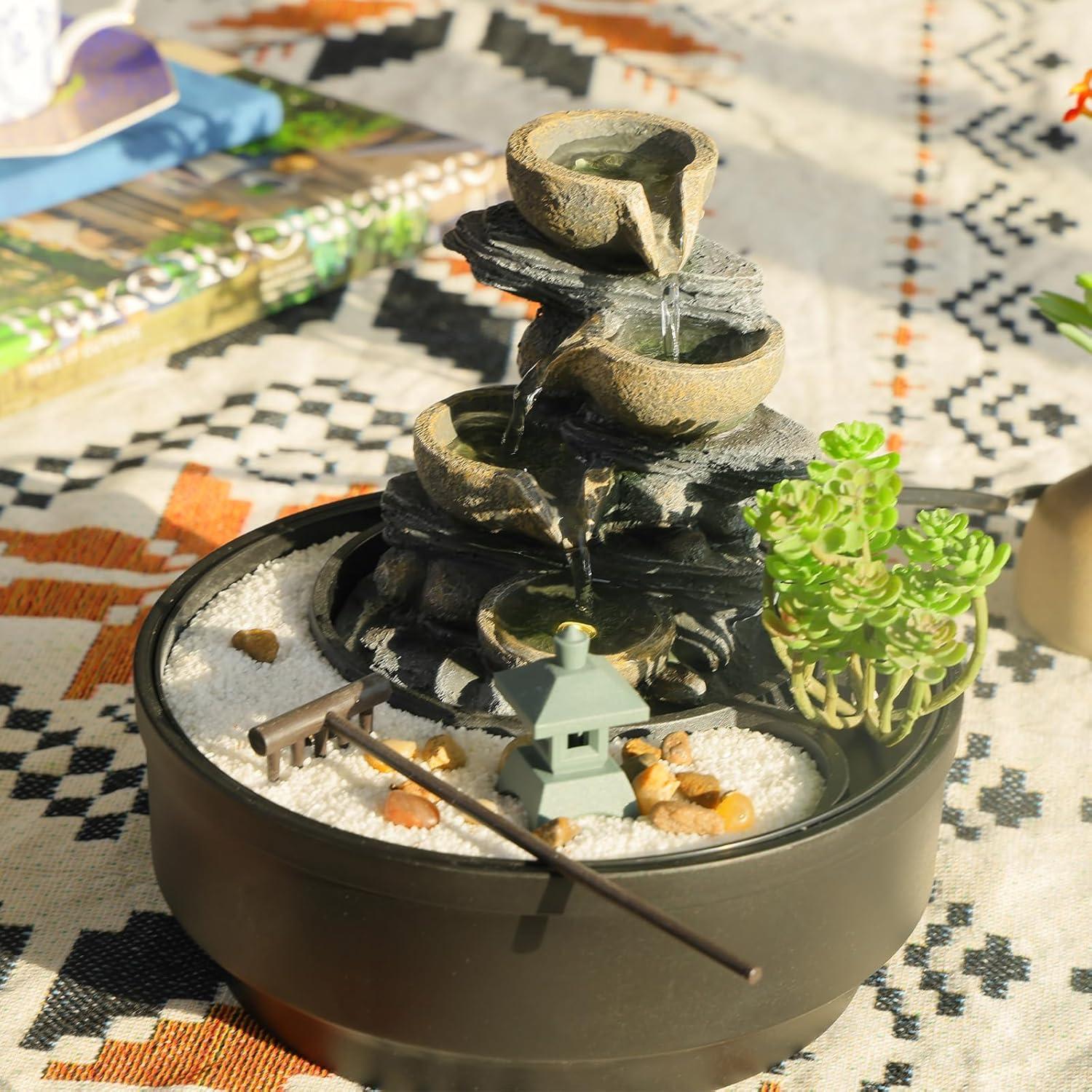 Fuente de Agua de Mesa Bumilgar con LED y Pagoda 21.5 cm